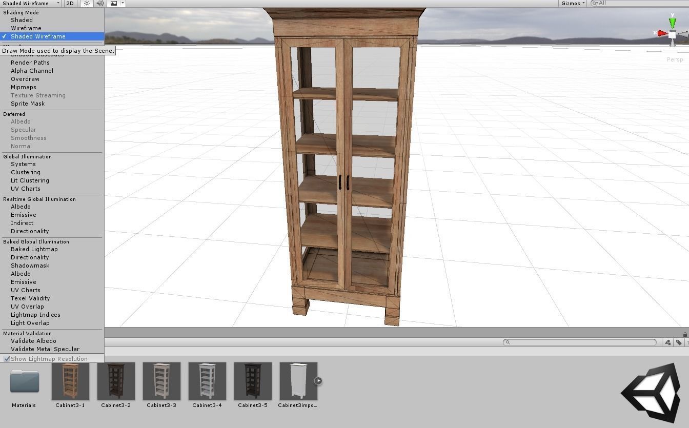 Cabinet tall wooden bookcase with shelves Low-poly 3D model_10