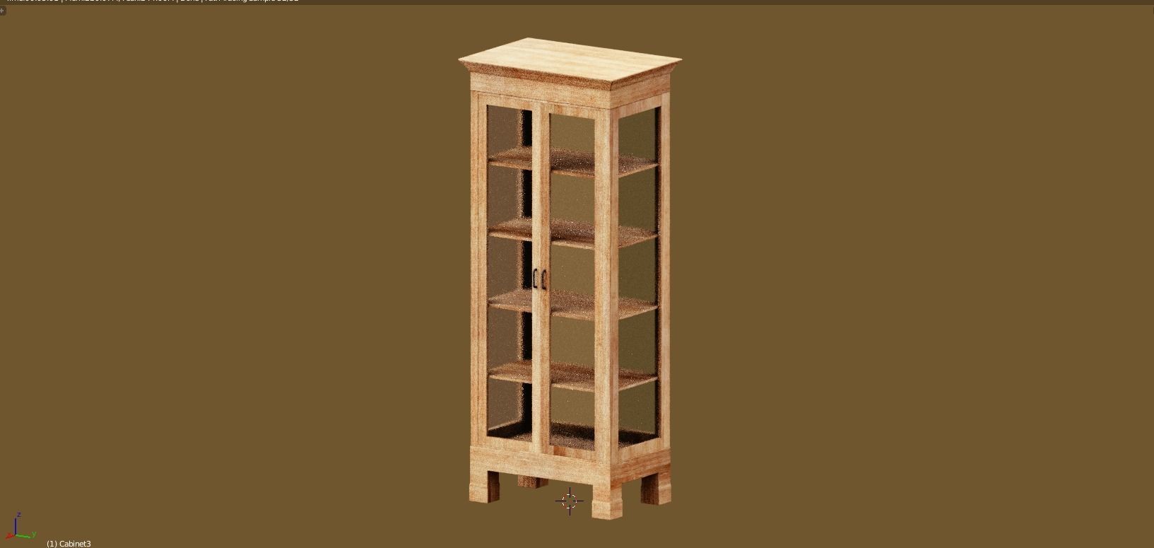 Cabinet tall wooden bookcase with shelves Low-poly 3D model_12