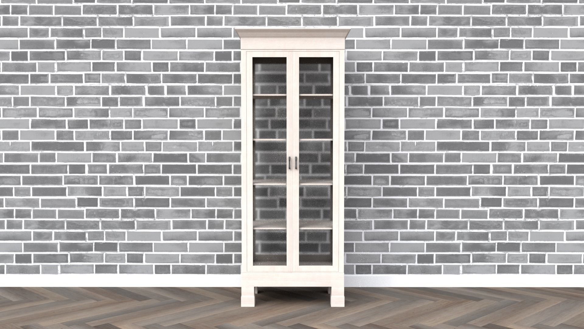 Cabinet tall wooden bookcase with shelves Low-poly 3D model_4