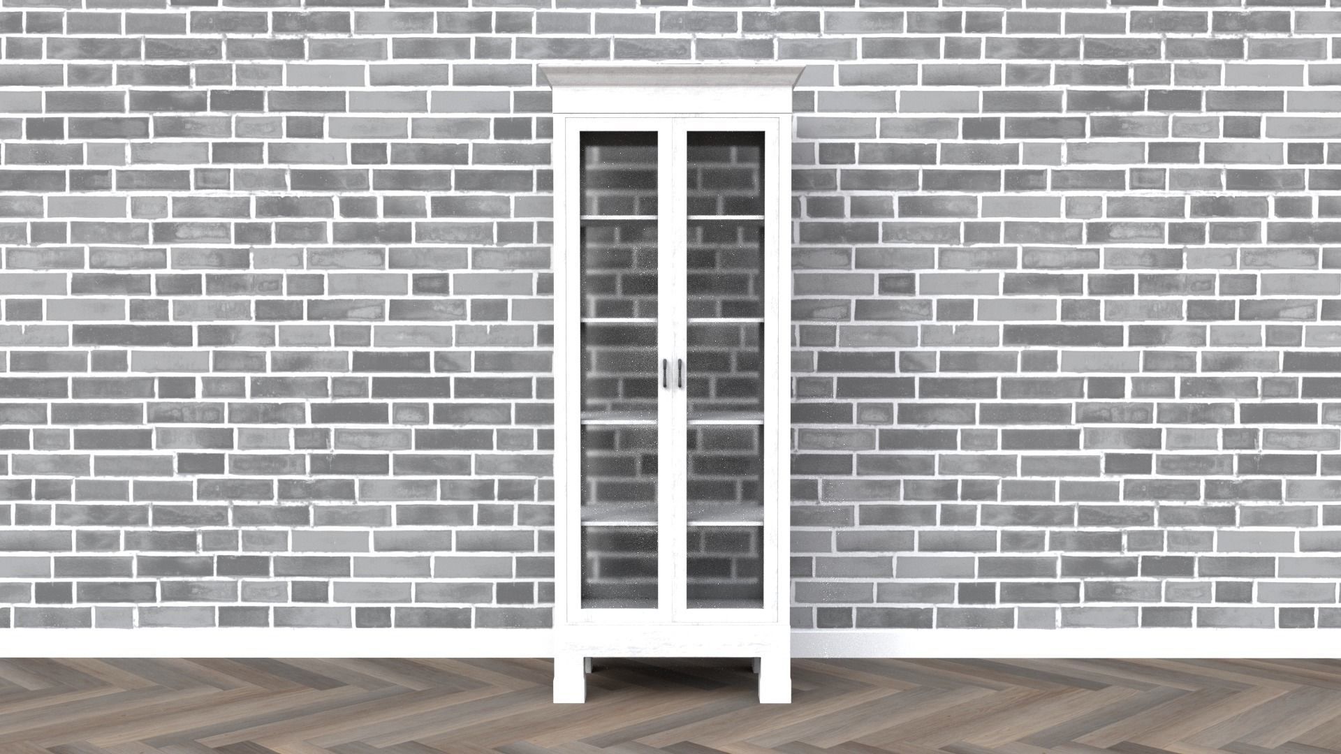 Cabinet tall wooden bookcase with shelves Low-poly 3D model_6