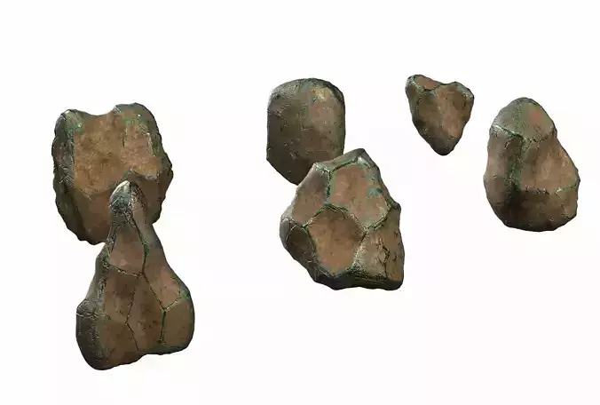 Alien Fantasy or Mineral rocks PBR Low-poly 3D model