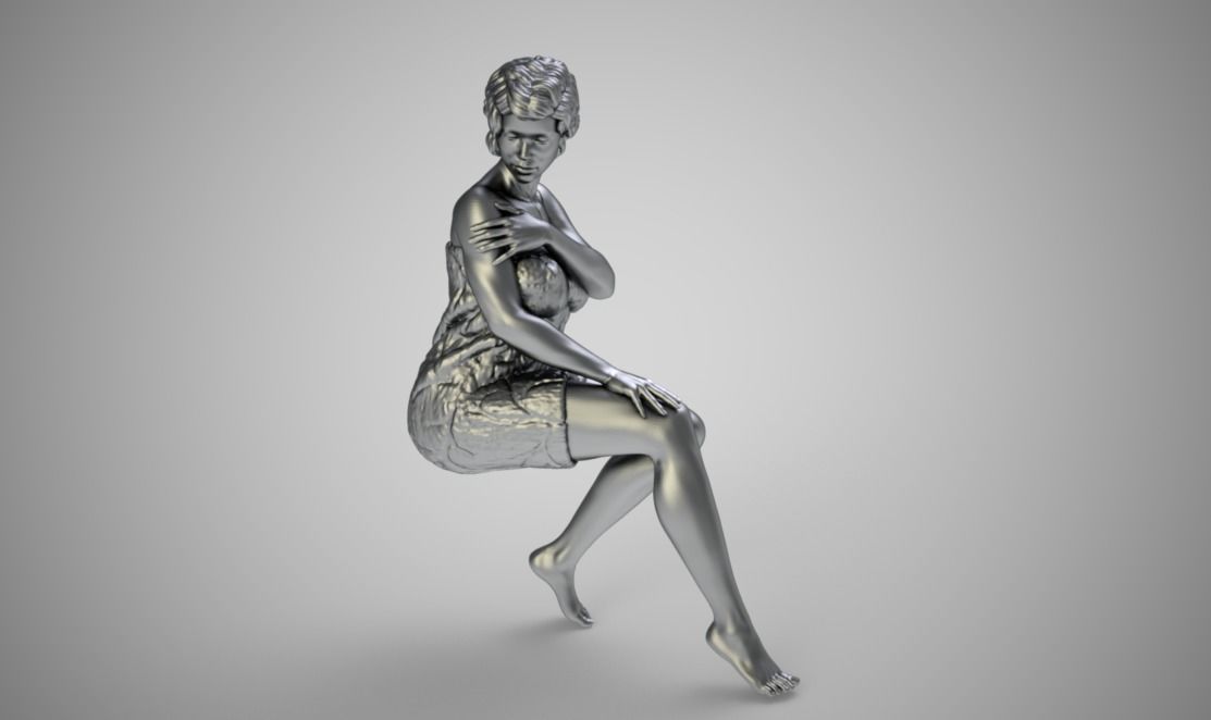Woman in Towel 3D print model_4