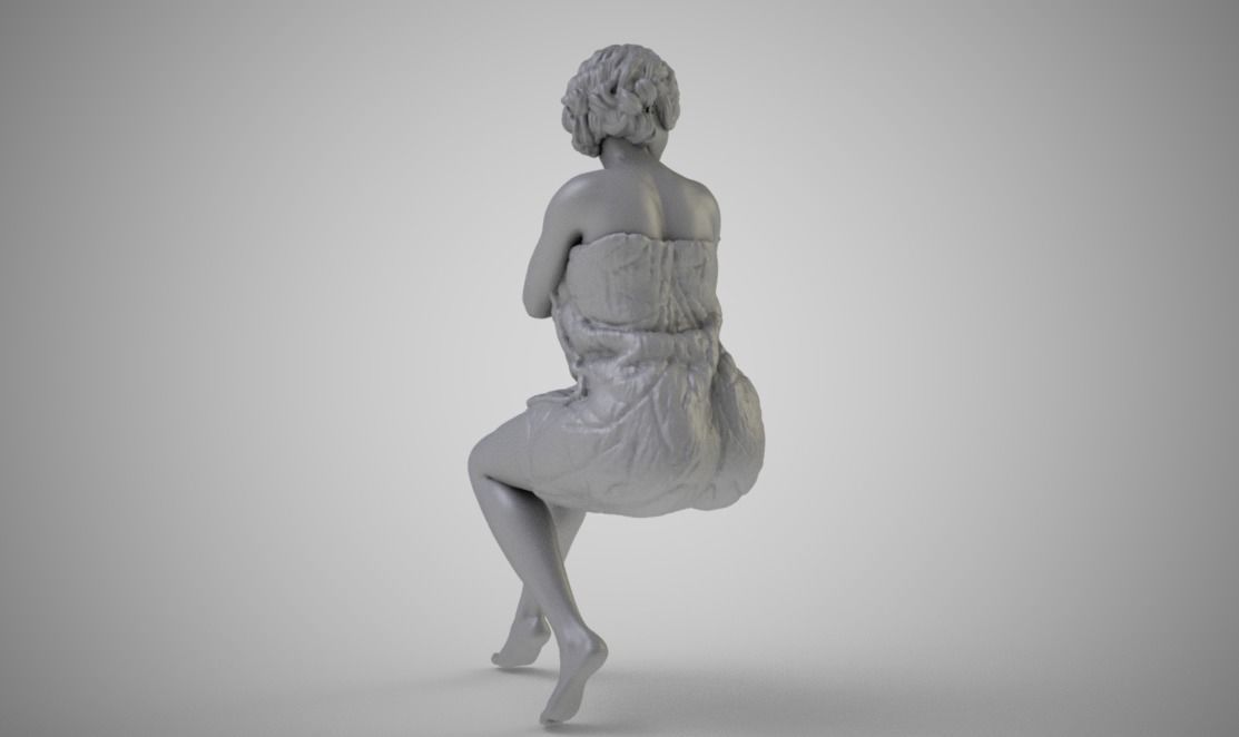 Woman in Towel 3D print model_2