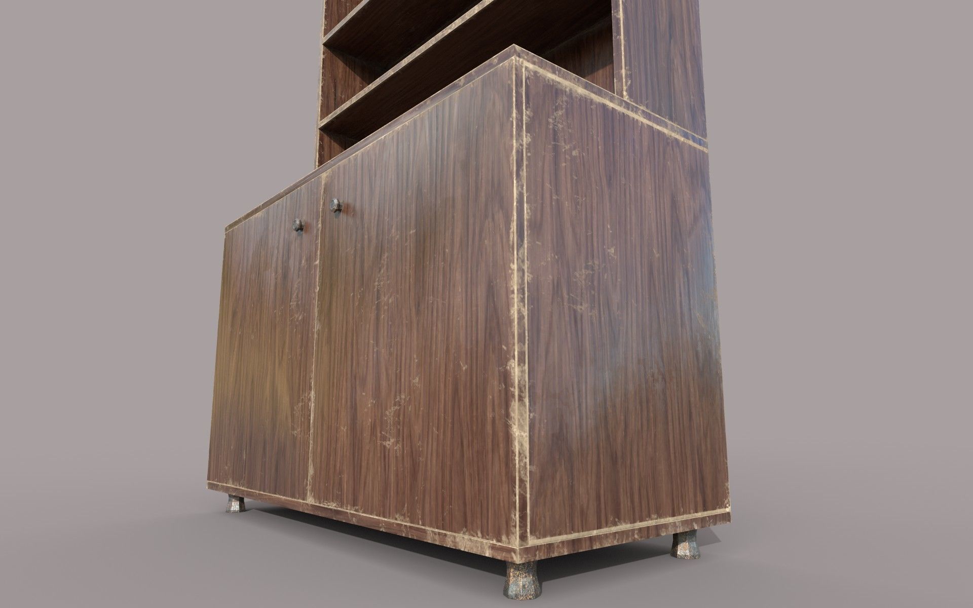Old and Dirty Wooden Cabinet Low-poly 3D model_9