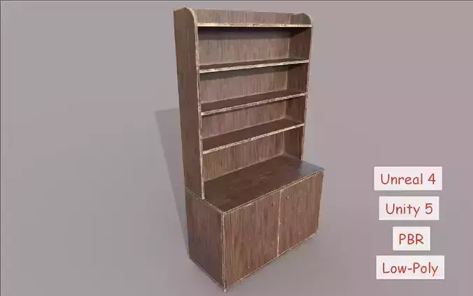 Old and Dirty Wooden Cabinet Low-poly 3D model