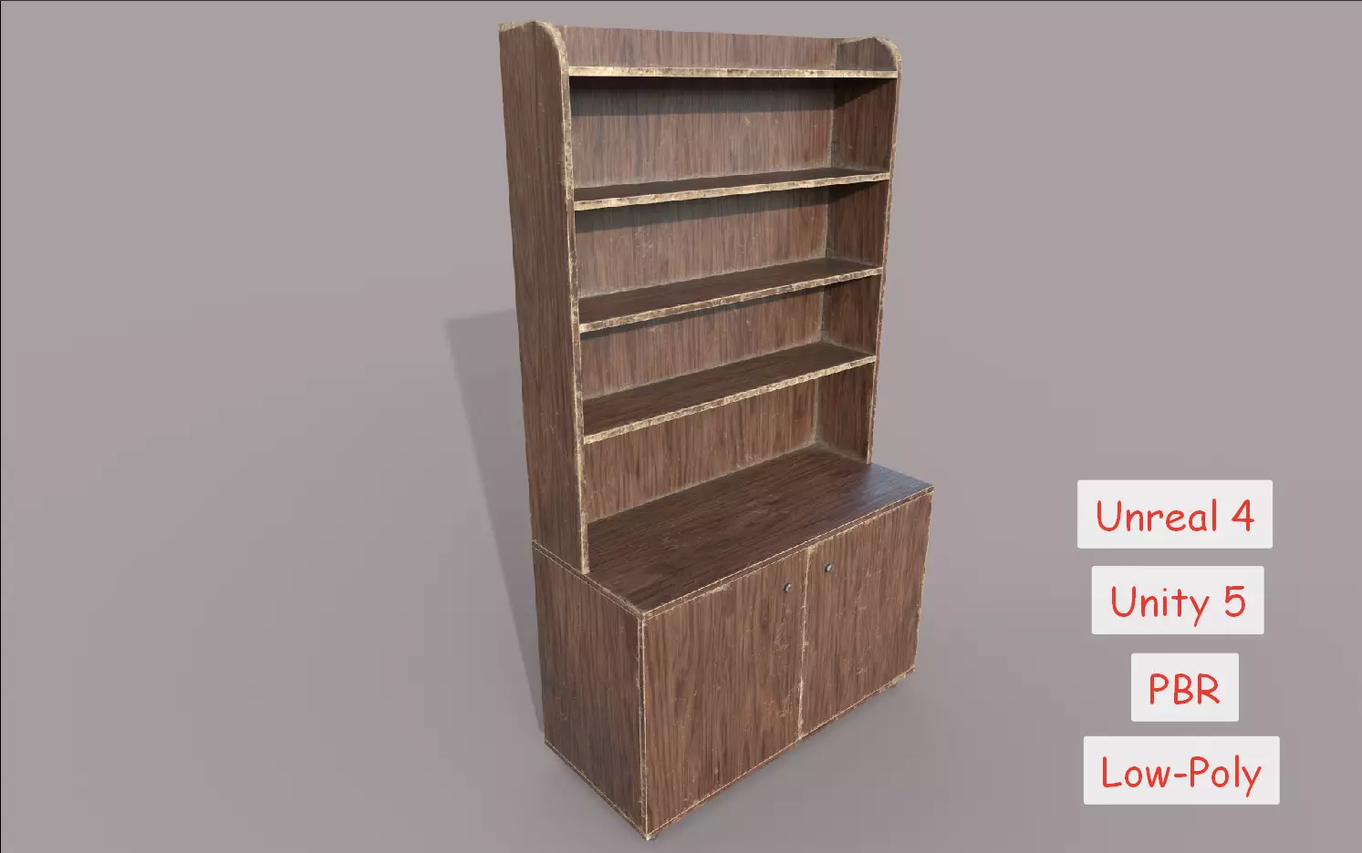 Old and Dirty Wooden Cabinet Low-poly 3D model_0