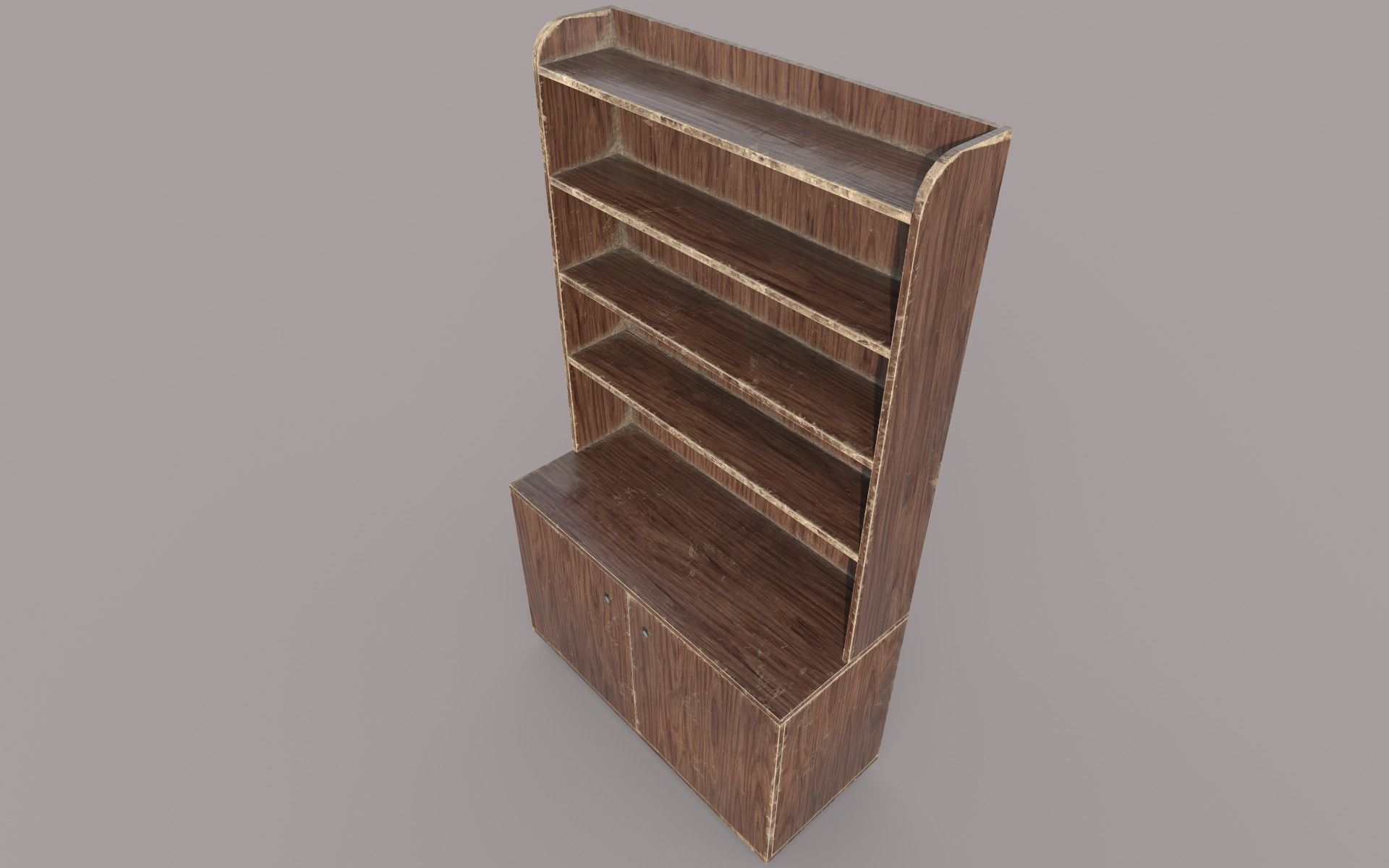 Old and Dirty Wooden Cabinet Low-poly 3D model_6