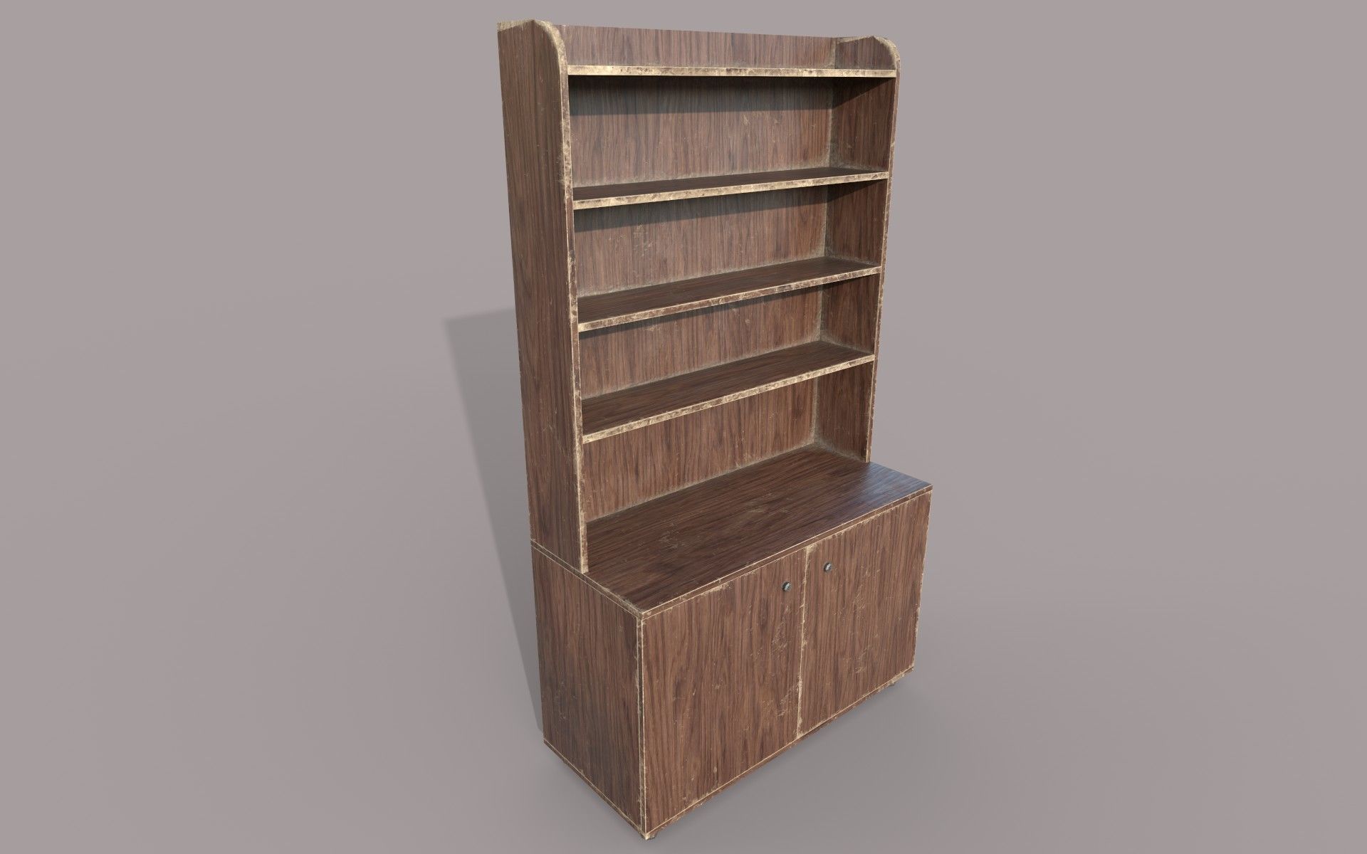 Old and Dirty Wooden Cabinet Low-poly 3D model_1