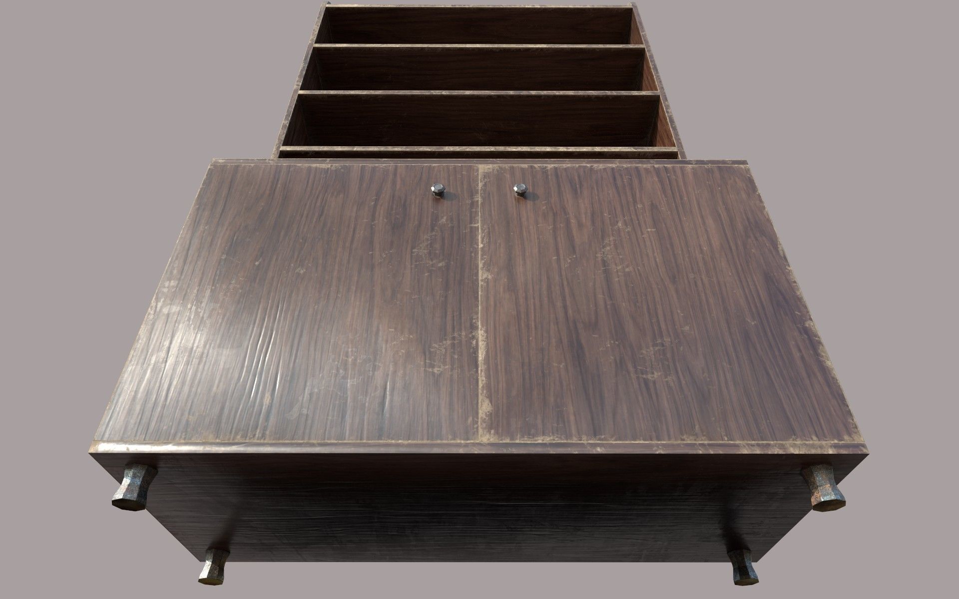 Old and Dirty Wooden Cabinet Low-poly 3D model_8