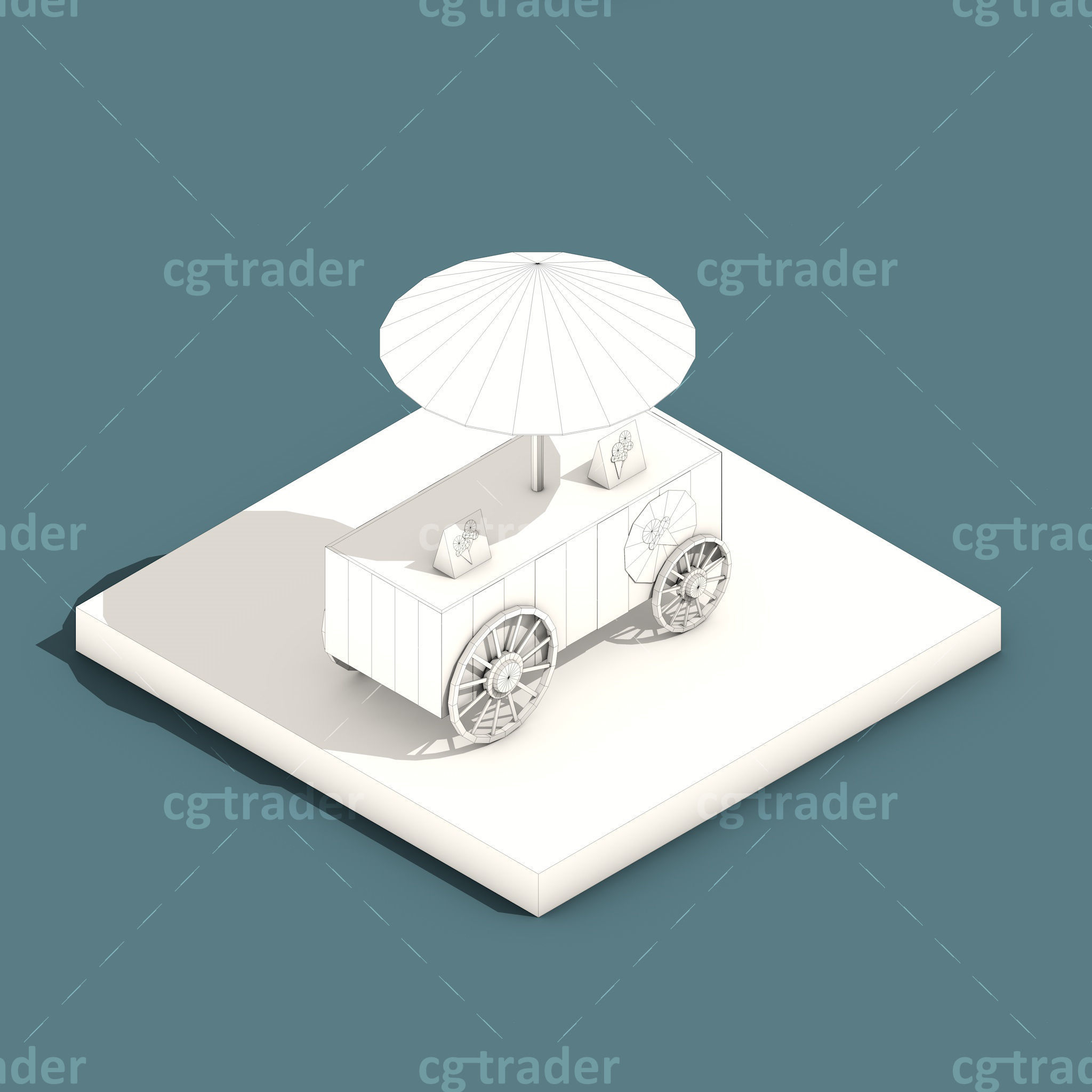 Low Poly Amusement Park Isometric Icon Low-poly 3D model_29
