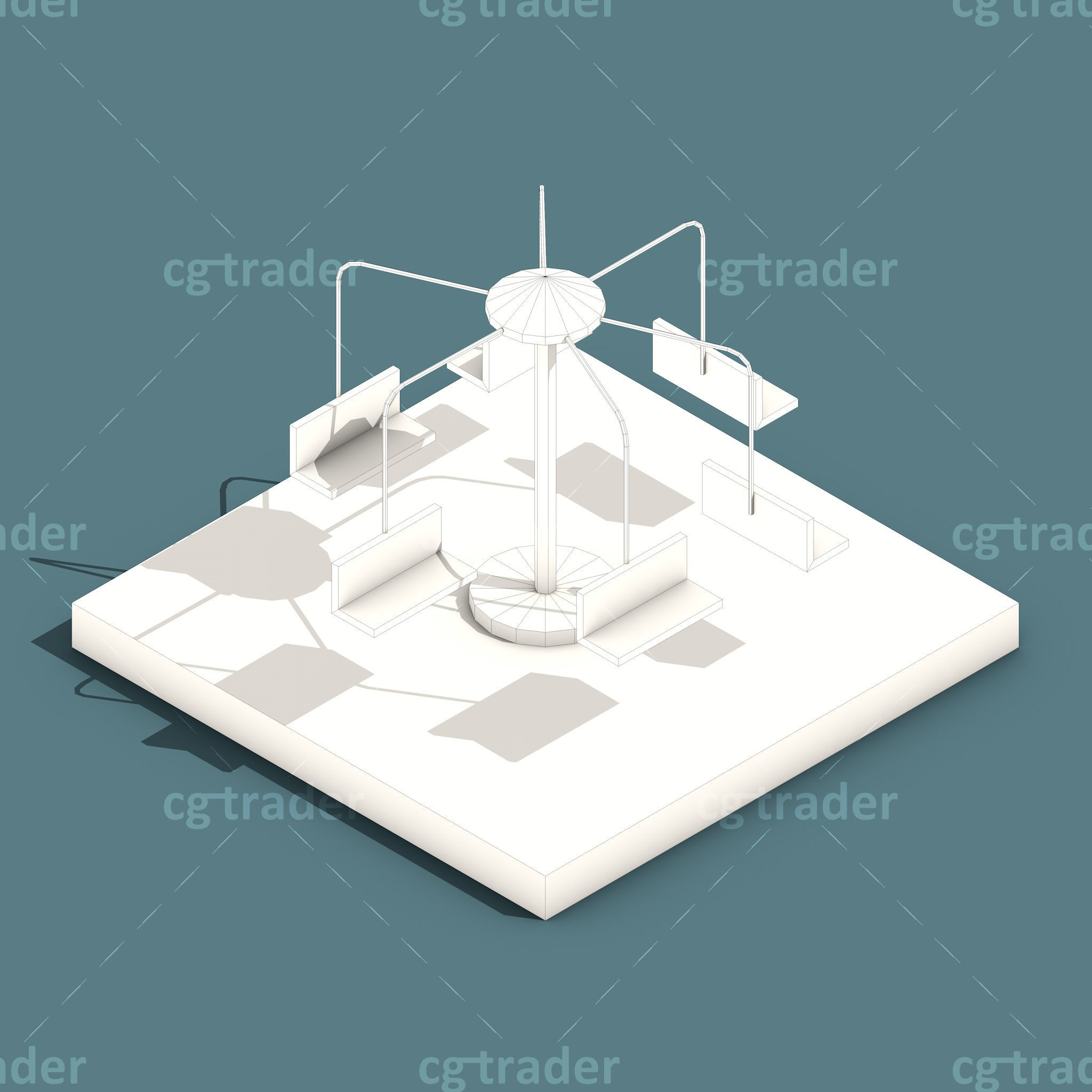 Low Poly Amusement Park Isometric Icon Low-poly 3D model_23