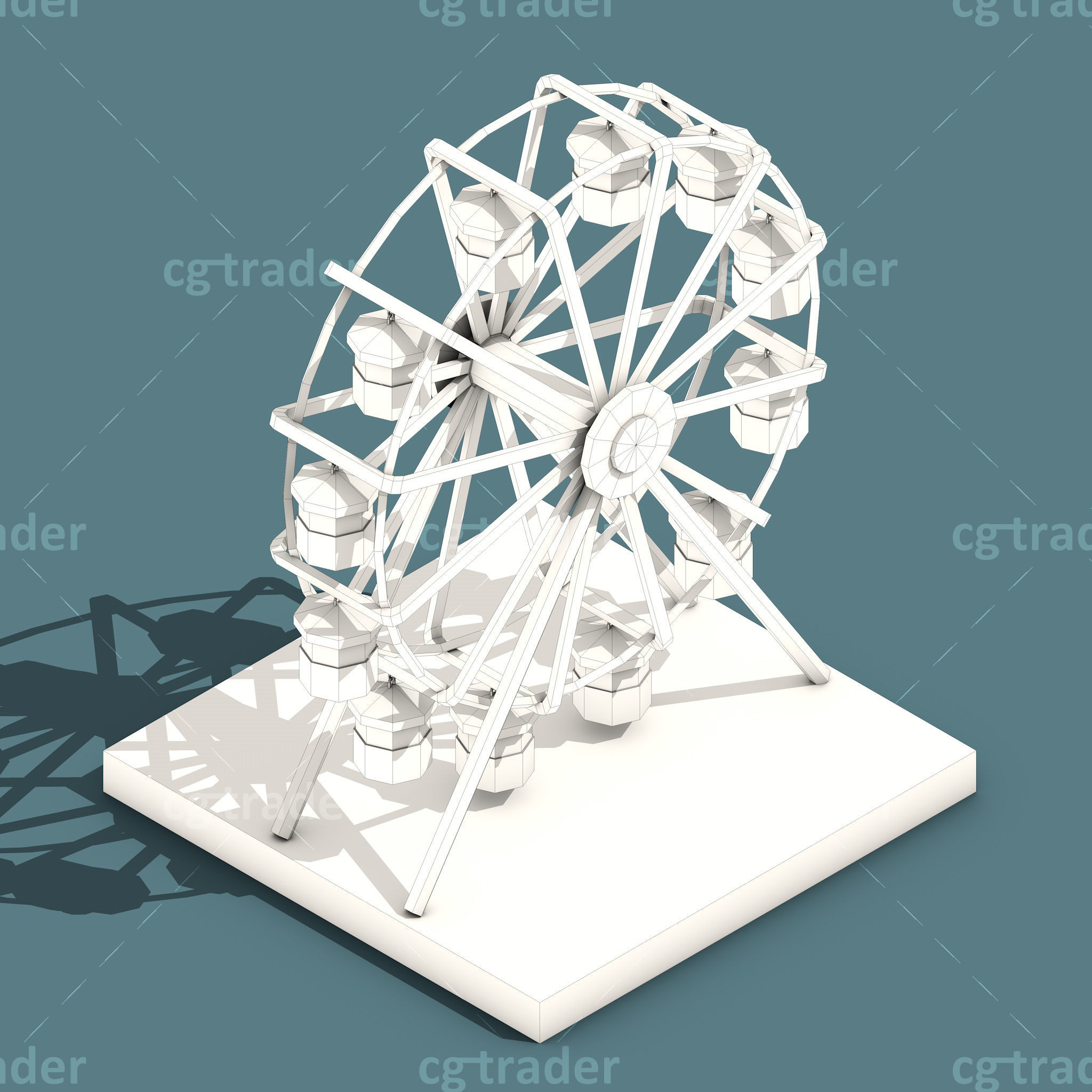 Low Poly Amusement Park Isometric Icon Low-poly 3D model_7