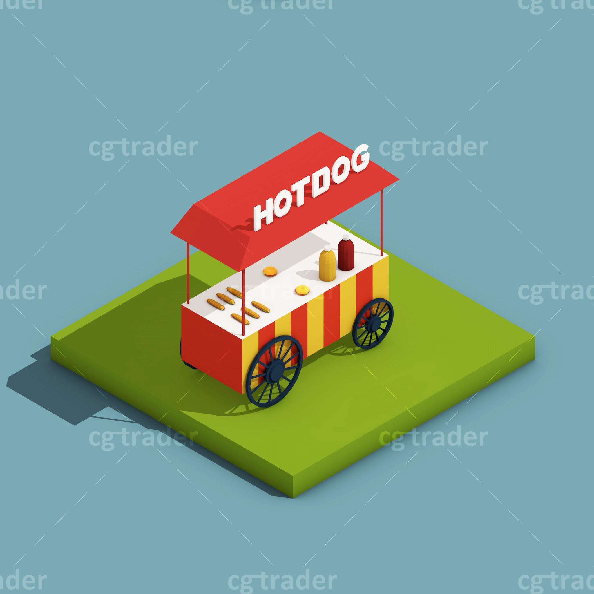 Low Poly Amusement Park Isometric Icon Low-poly 3D model_12