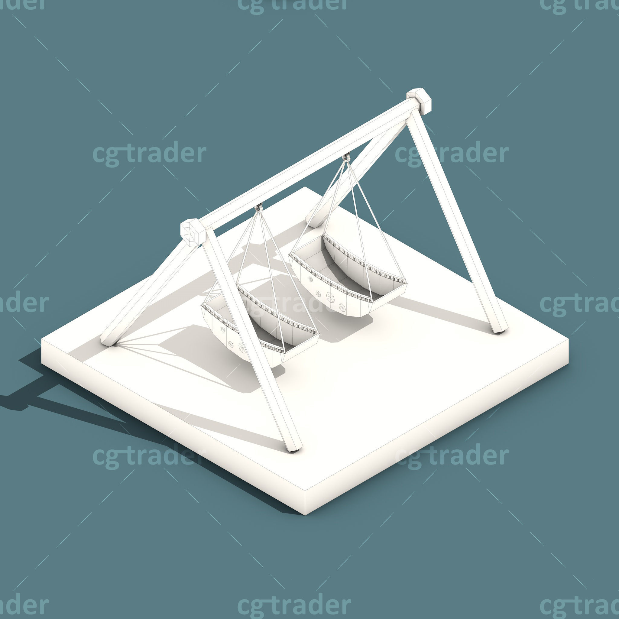 Low Poly Amusement Park Isometric Icon Low-poly 3D model_15