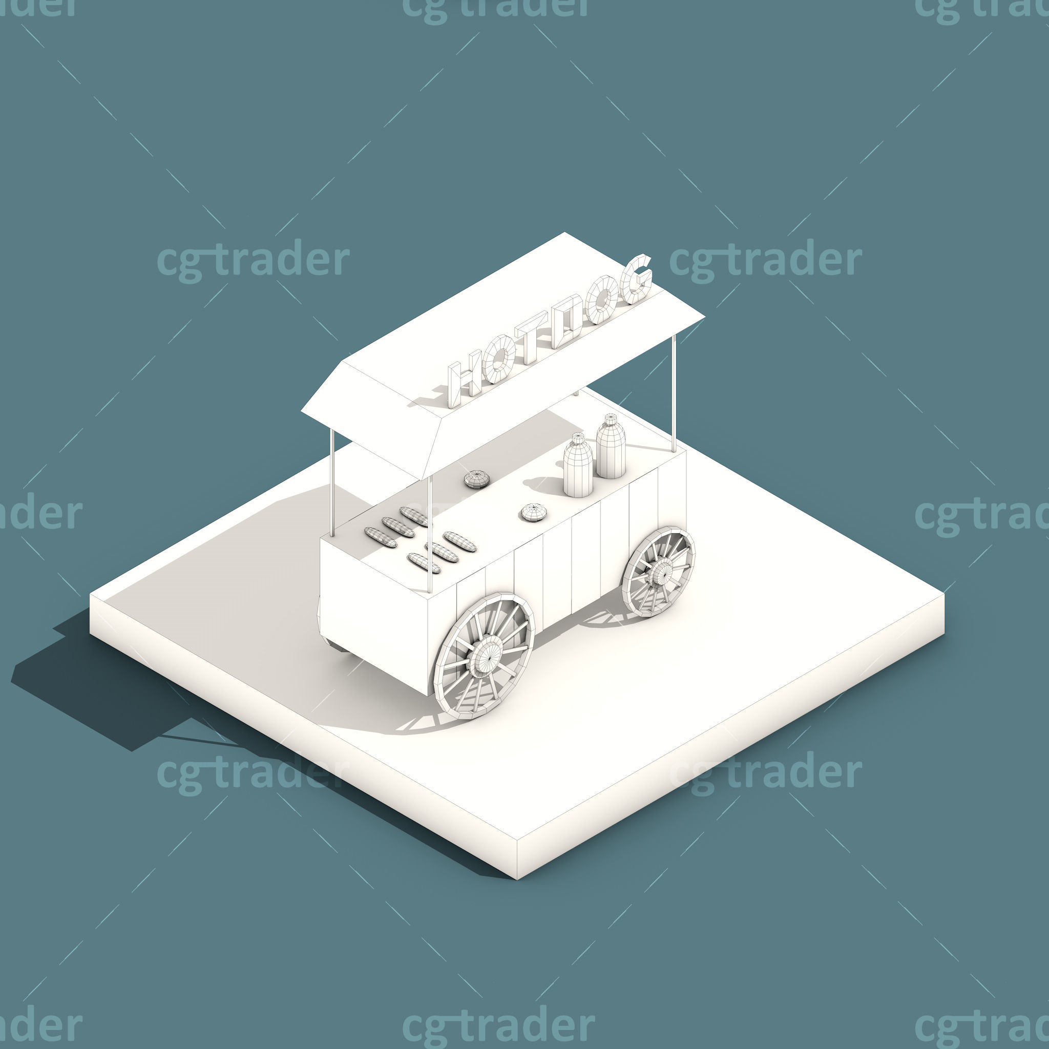Low Poly Amusement Park Isometric Icon Low-poly 3D model_13