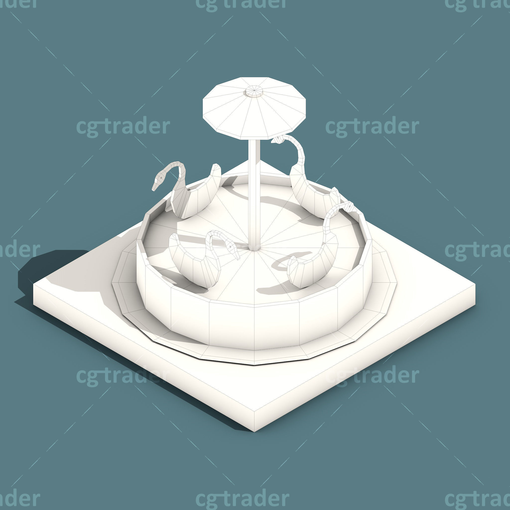 Low Poly Amusement Park Isometric Icon Low-poly 3D model_21
