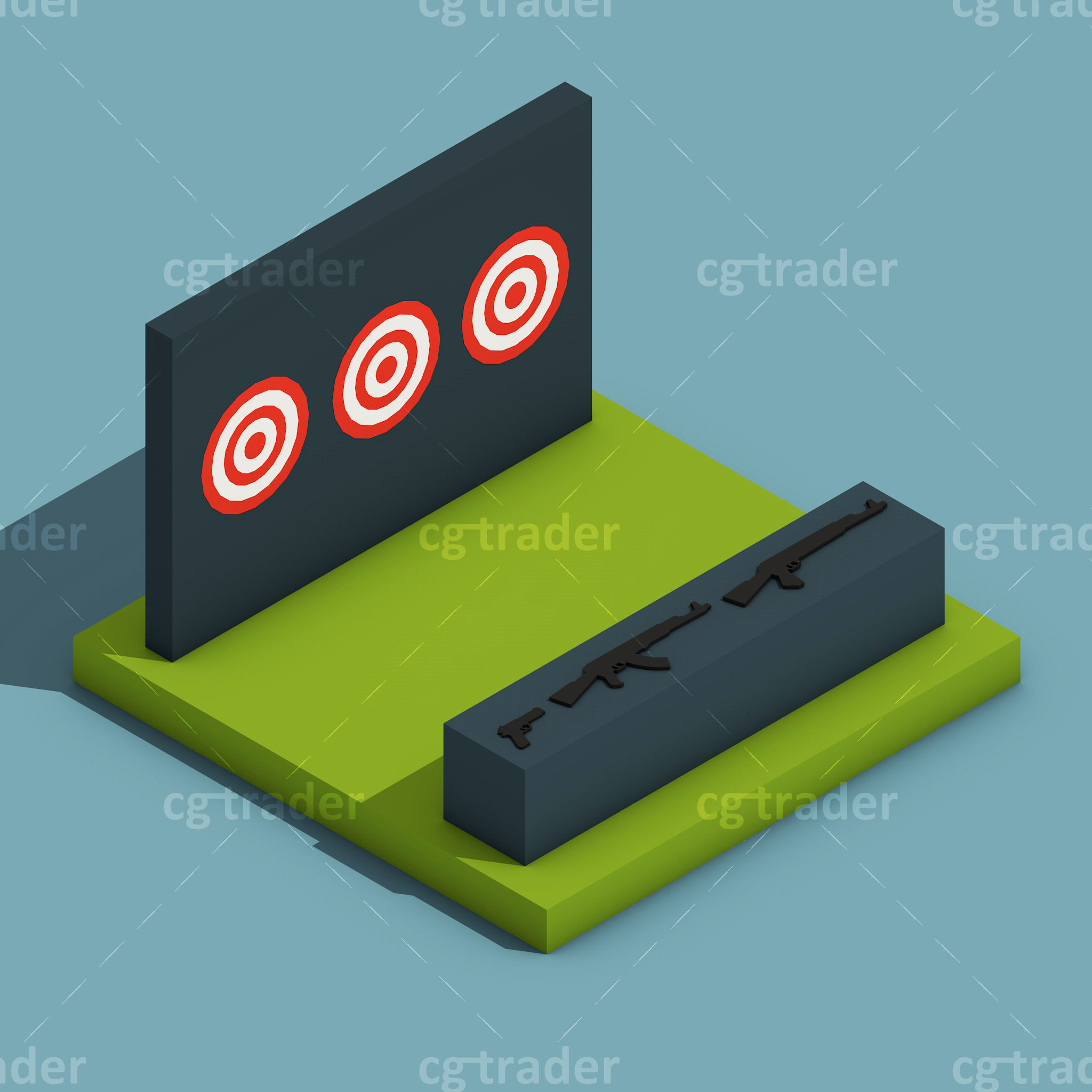 Low Poly Amusement Park Isometric Icon Low-poly 3D model_26