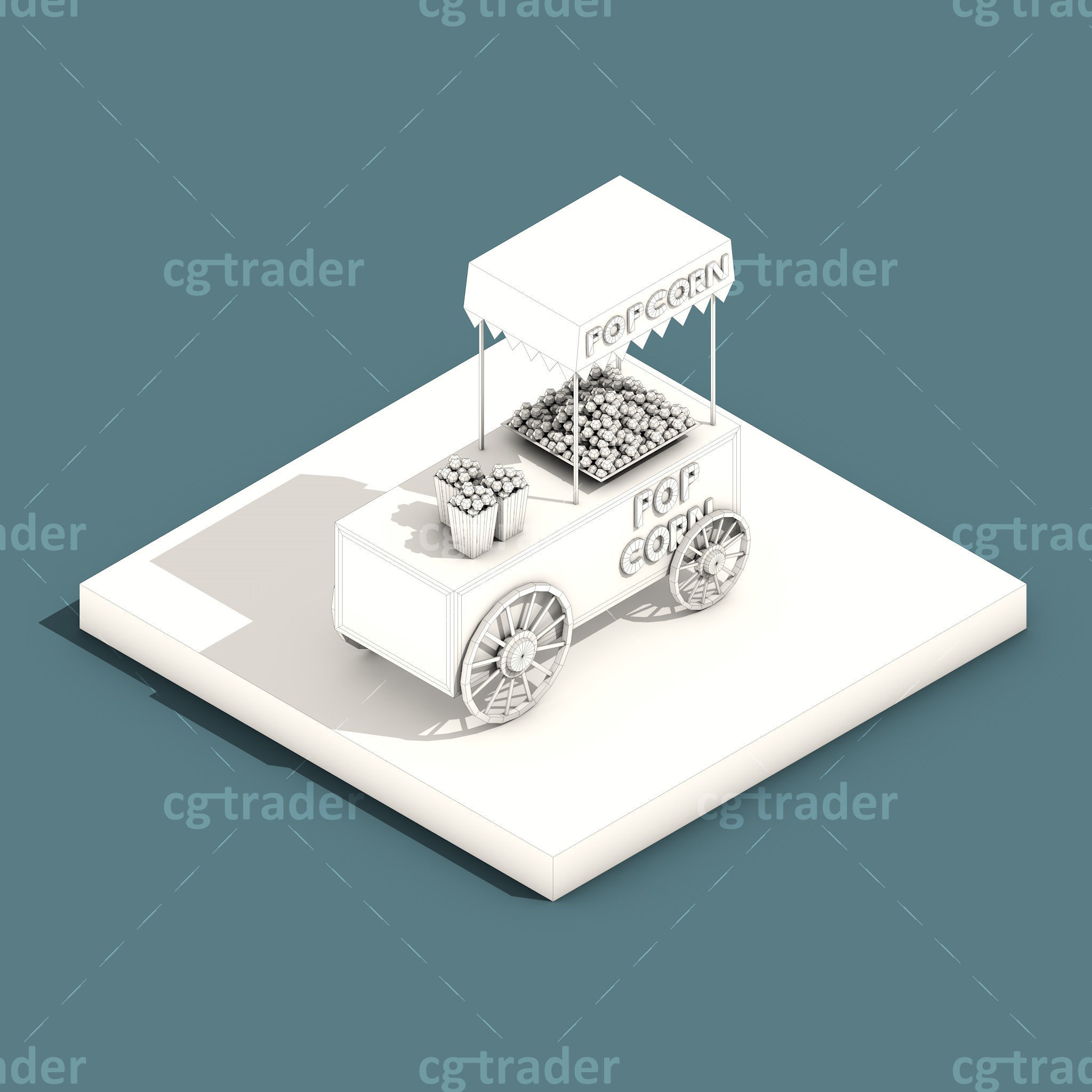 Low Poly Amusement Park Isometric Icon Low-poly 3D model_25