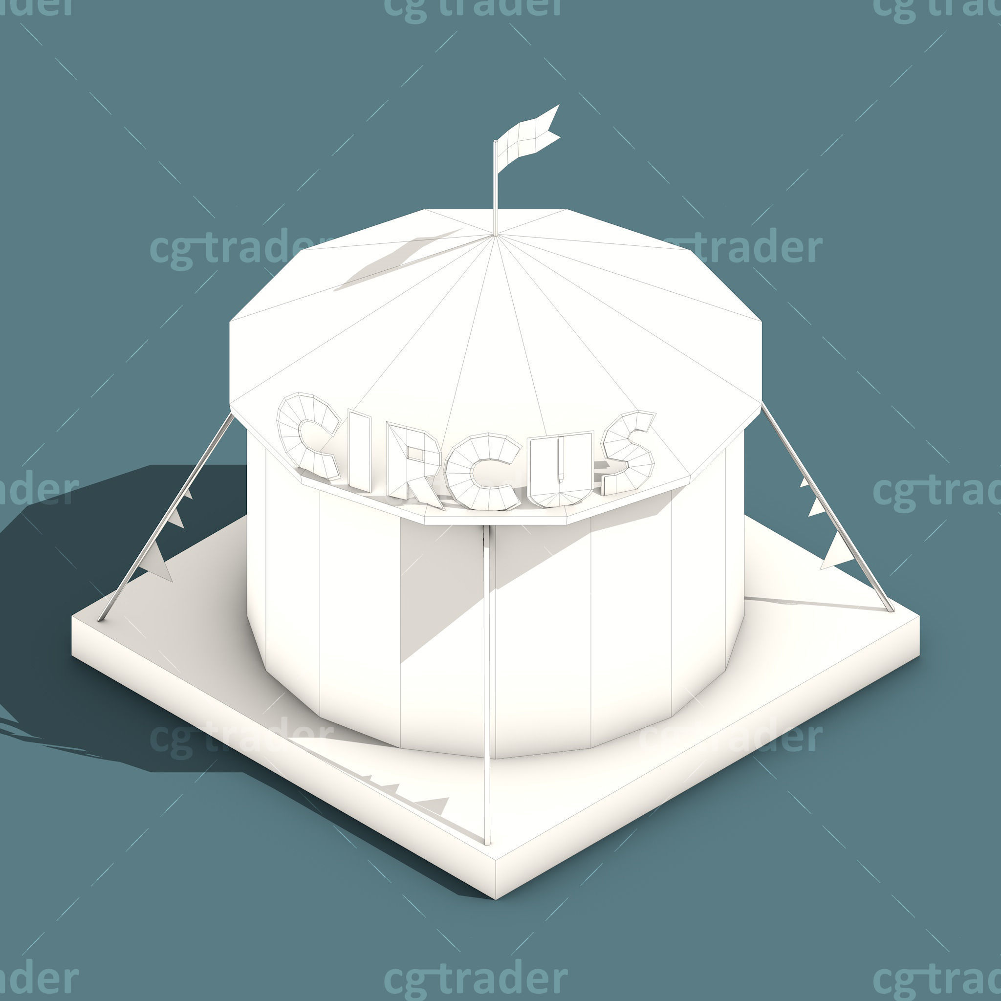 Low Poly Amusement Park Isometric Icon Low-poly 3D model_5