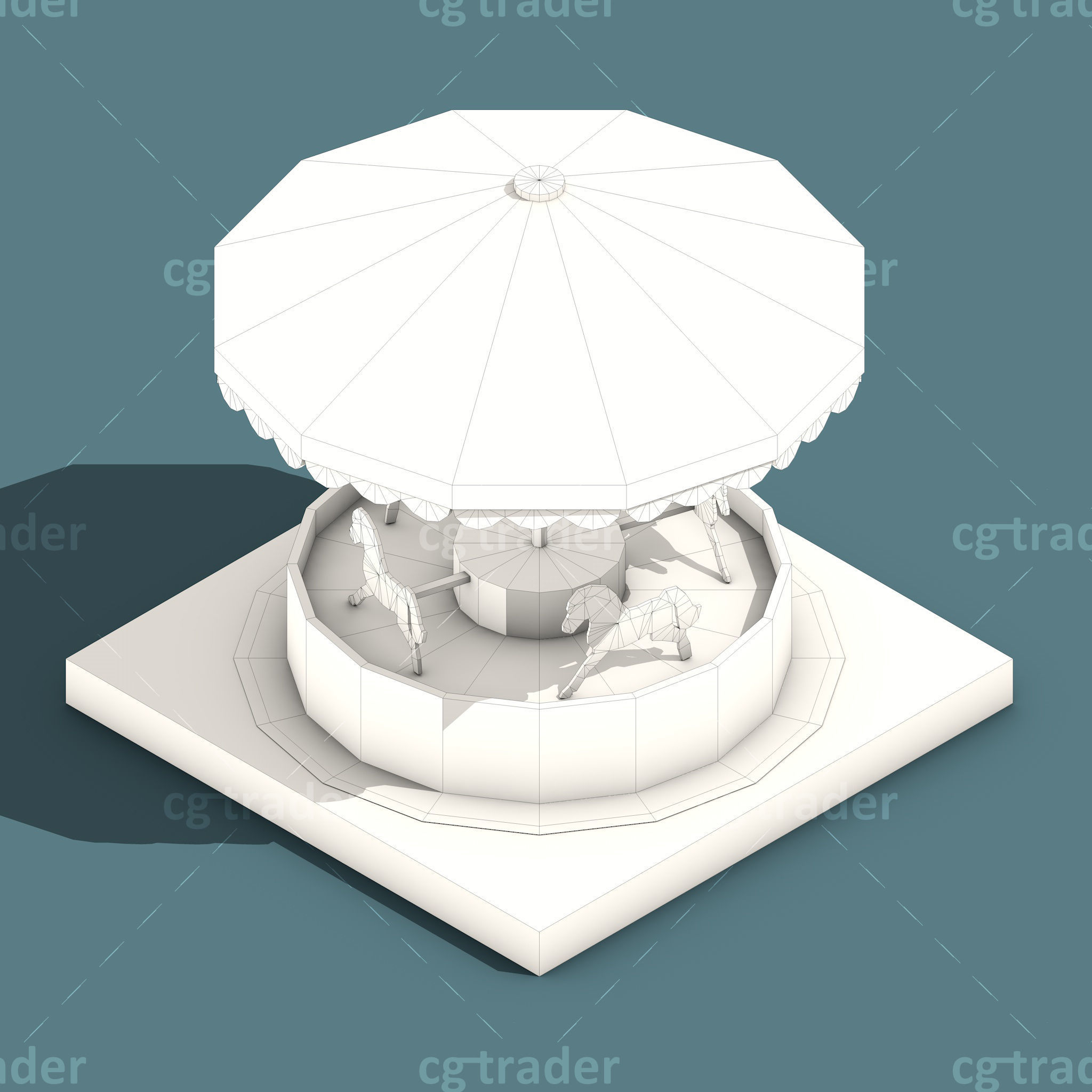 Low Poly Amusement Park Isometric Icon Low-poly 3D model_19