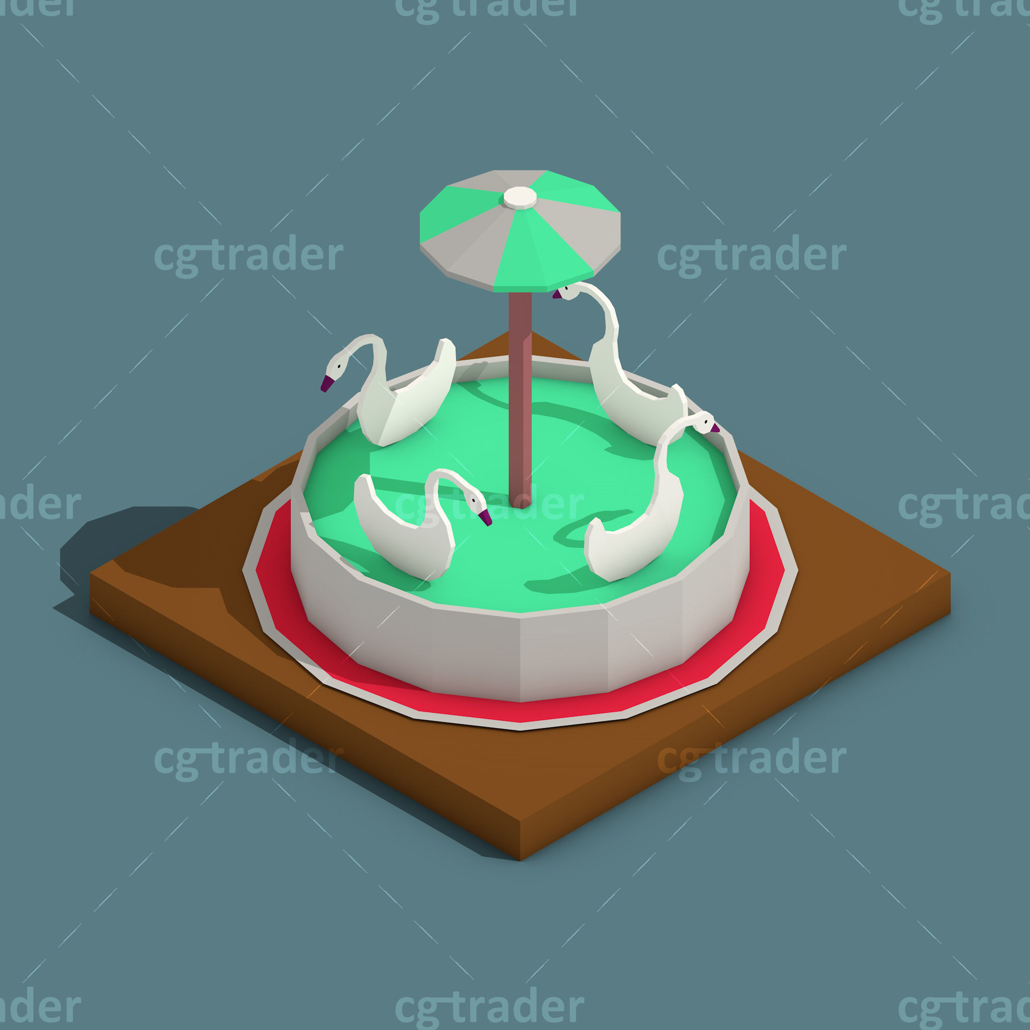 Low Poly Amusement Park Isometric Icon Low-poly 3D model_34