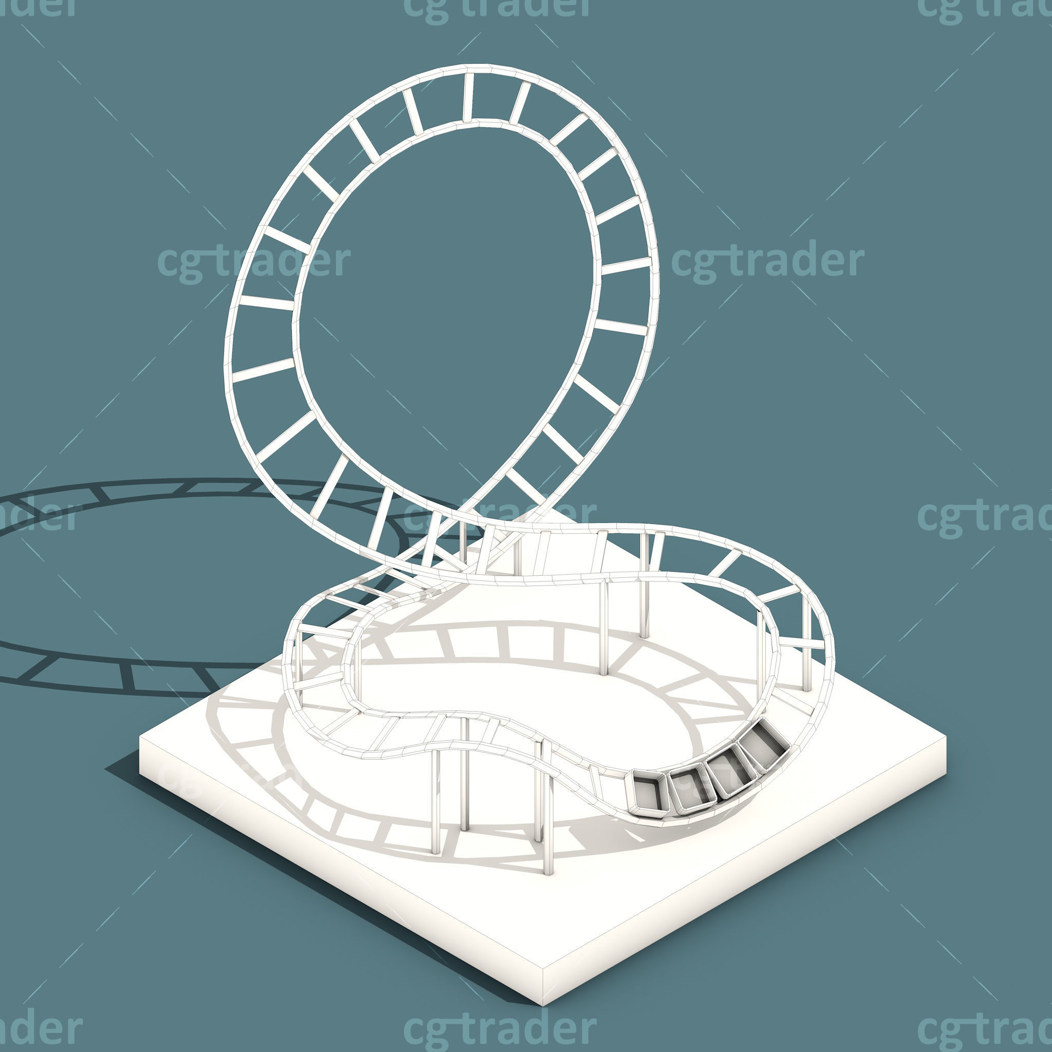 Low Poly Amusement Park Isometric Icon Low-poly 3D model_9