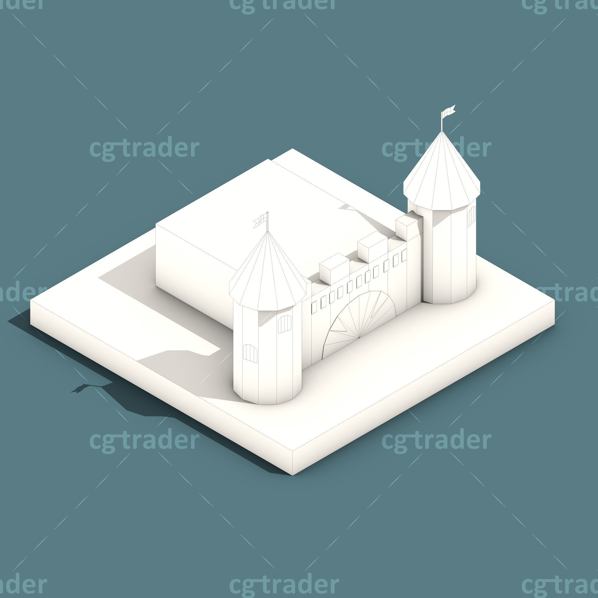 Low Poly Amusement Park Isometric Icon Low-poly 3D model_33
