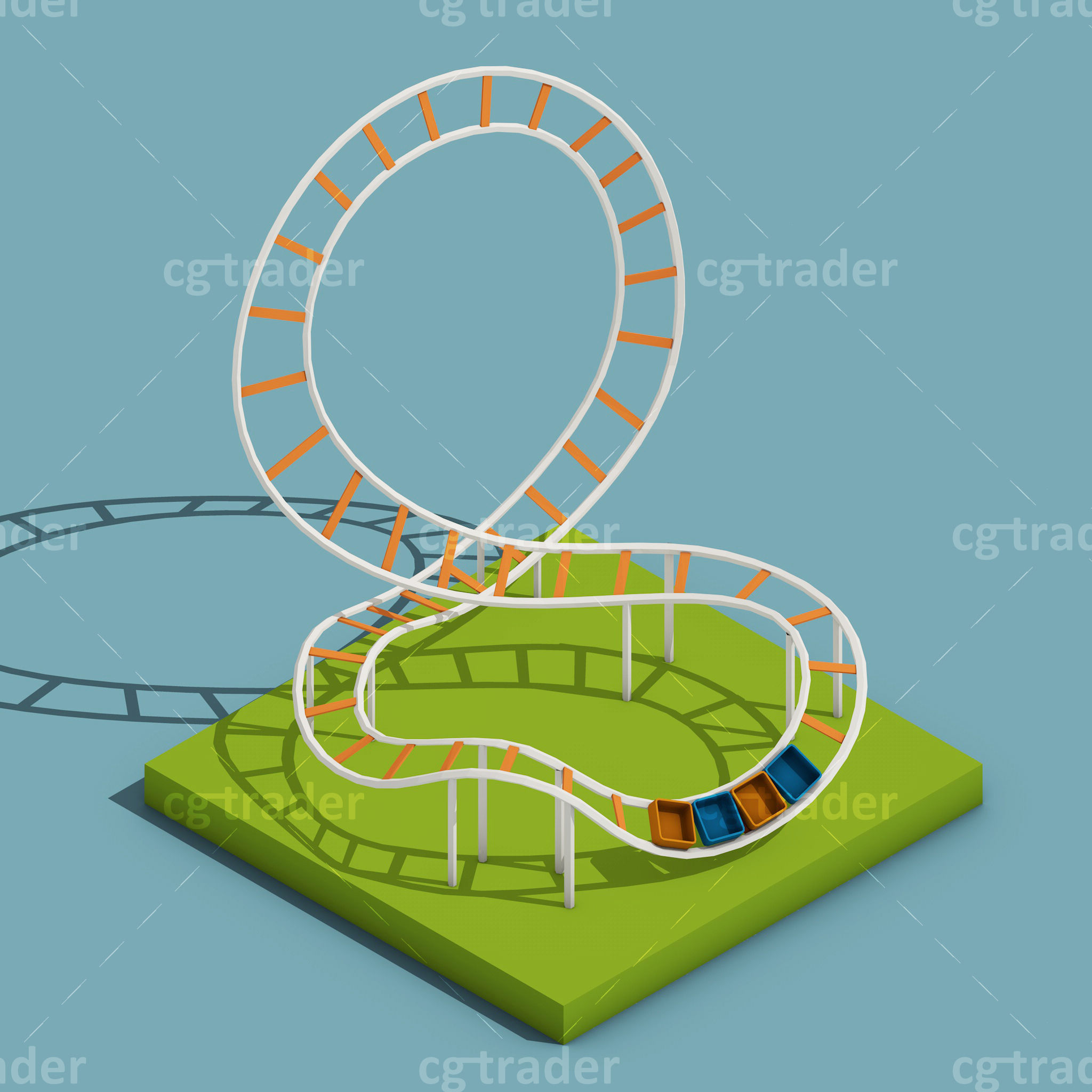 Low Poly Amusement Park Isometric Icon Low-poly 3D model_8