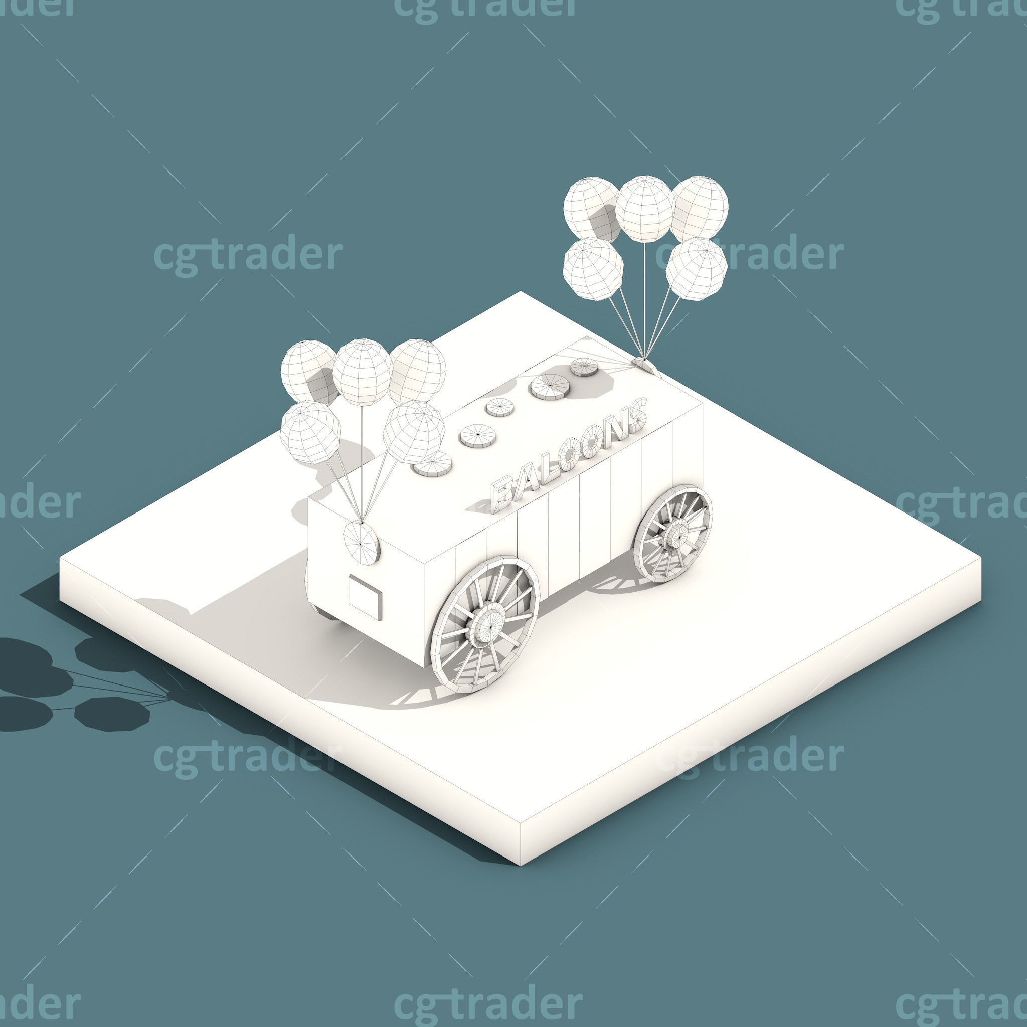 Low Poly Amusement Park Isometric Icon Low-poly 3D model_17