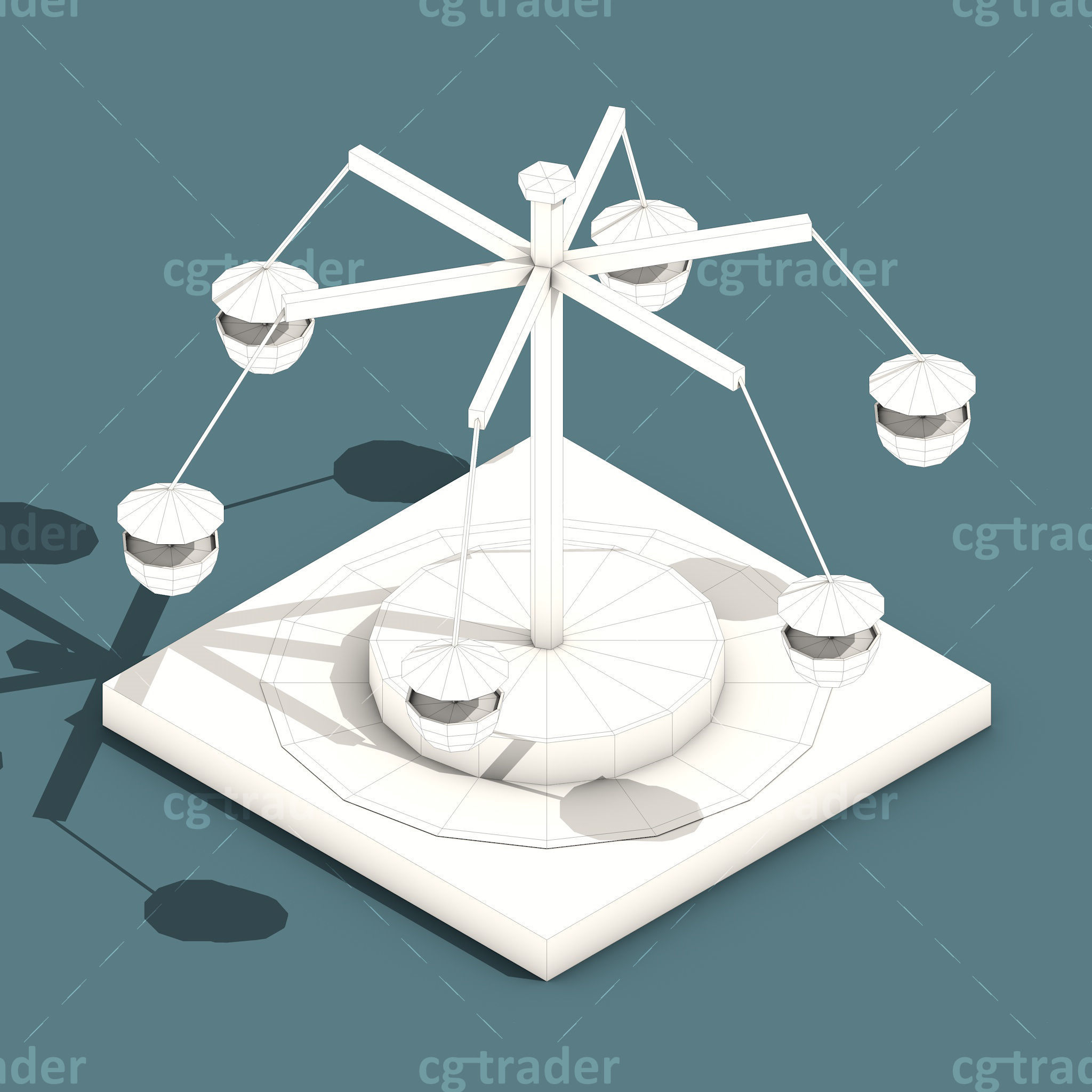 Low Poly Amusement Park Isometric Icon Low-poly 3D model_11