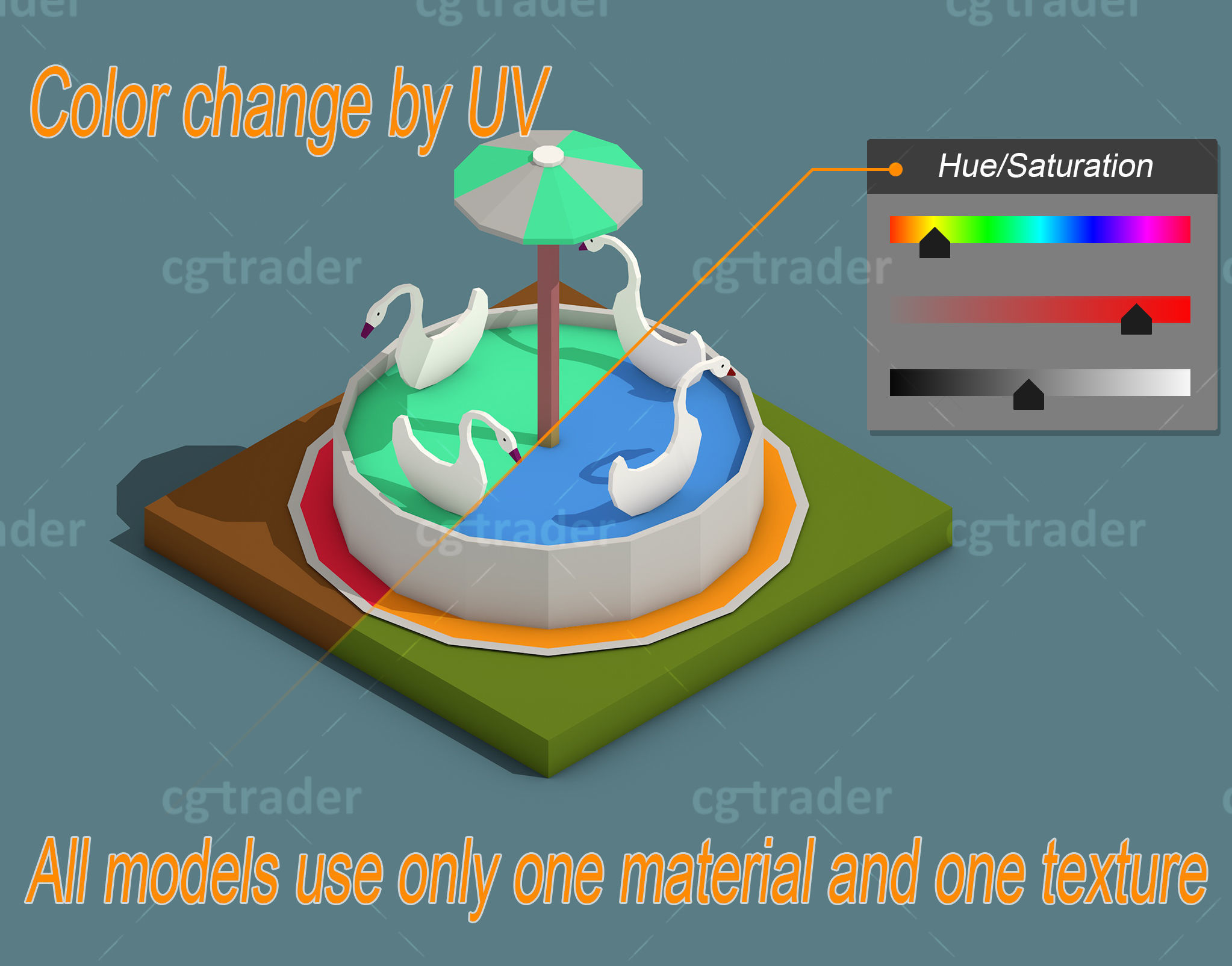 Low Poly Amusement Park Isometric Icon Low-poly 3D model_2