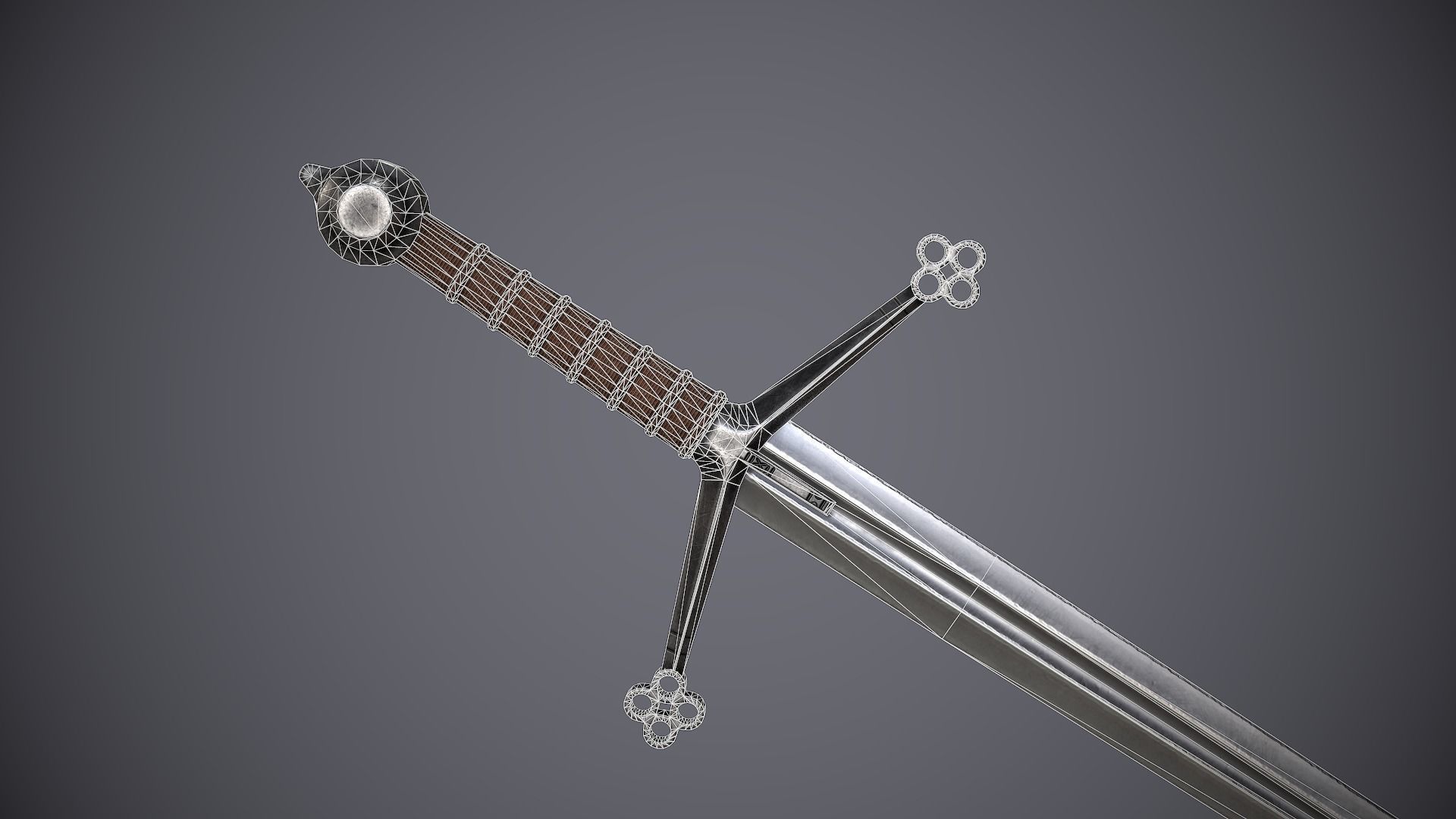 Claymore sword Low-poly 3D model_3