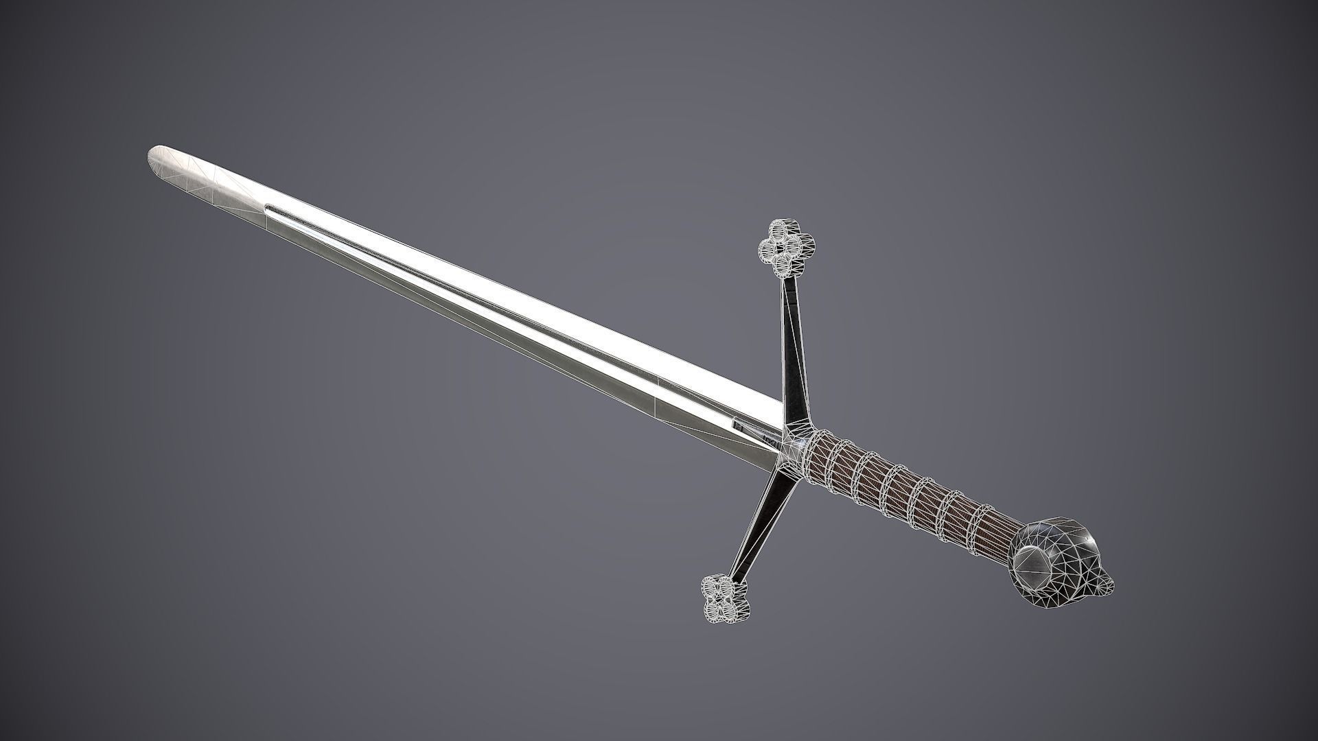 Claymore sword Low-poly 3D model_9