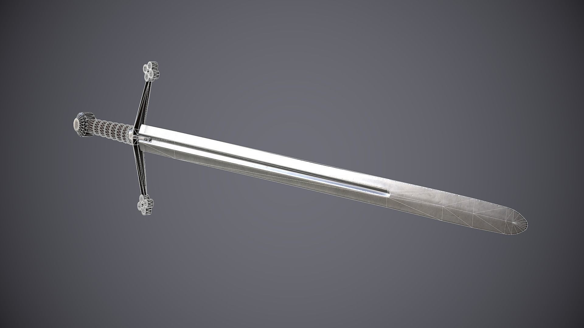 Claymore sword Low-poly 3D model_5
