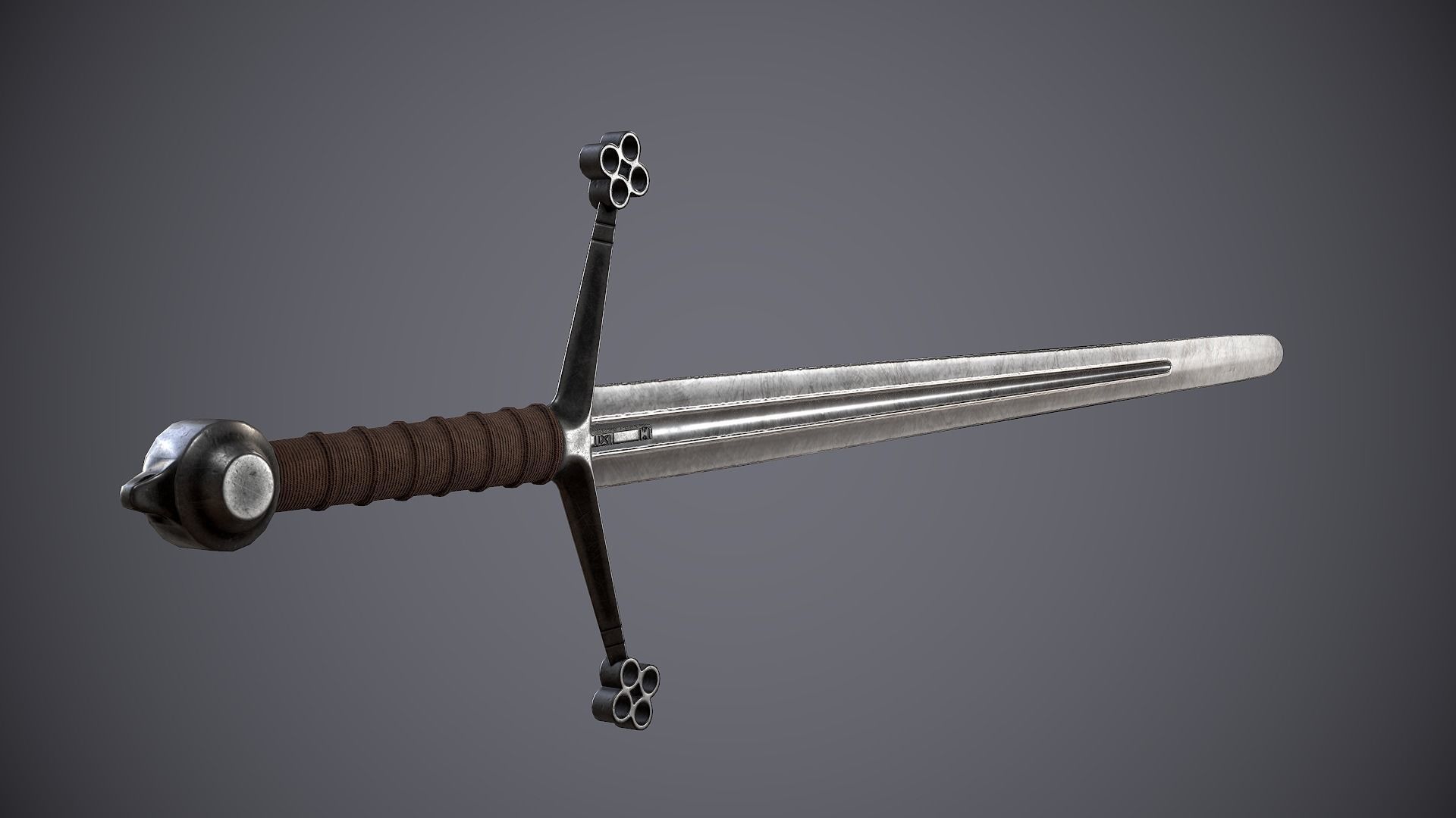 Claymore sword Low-poly 3D model_6