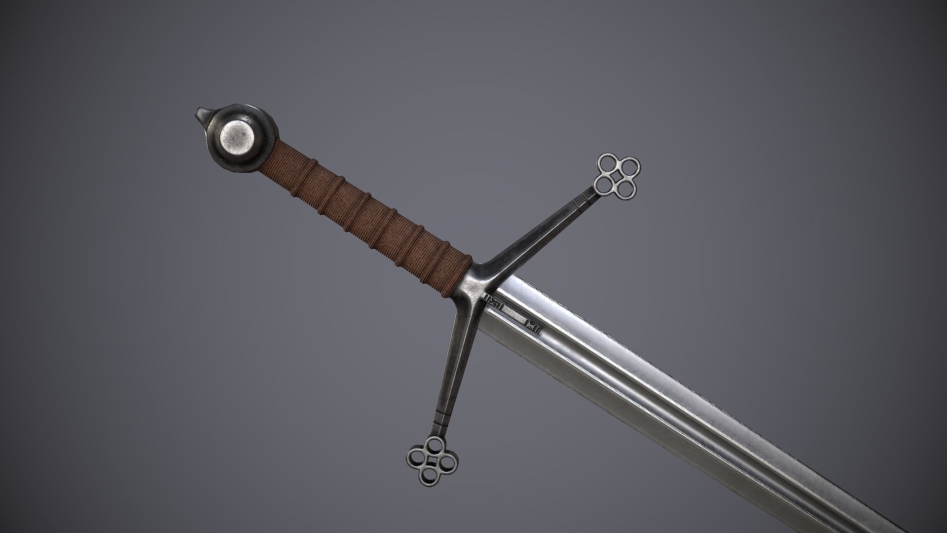 Claymore sword Low-poly 3D model_2