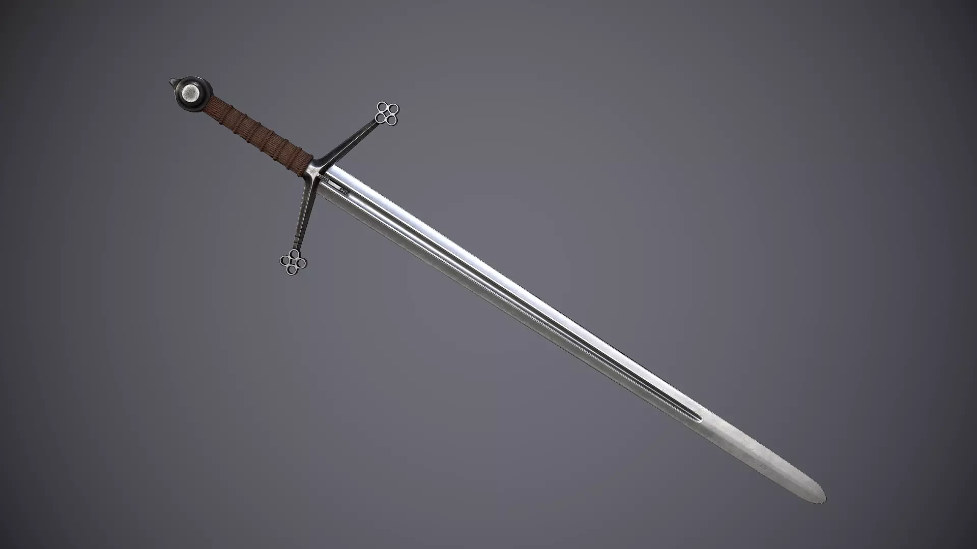 Claymore sword Low-poly 3D model_0