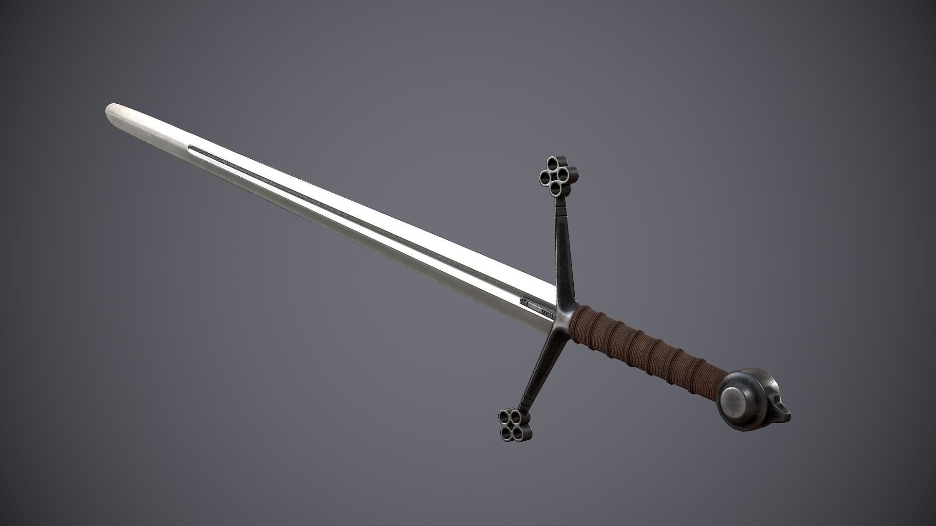 Claymore sword Low-poly 3D model_8