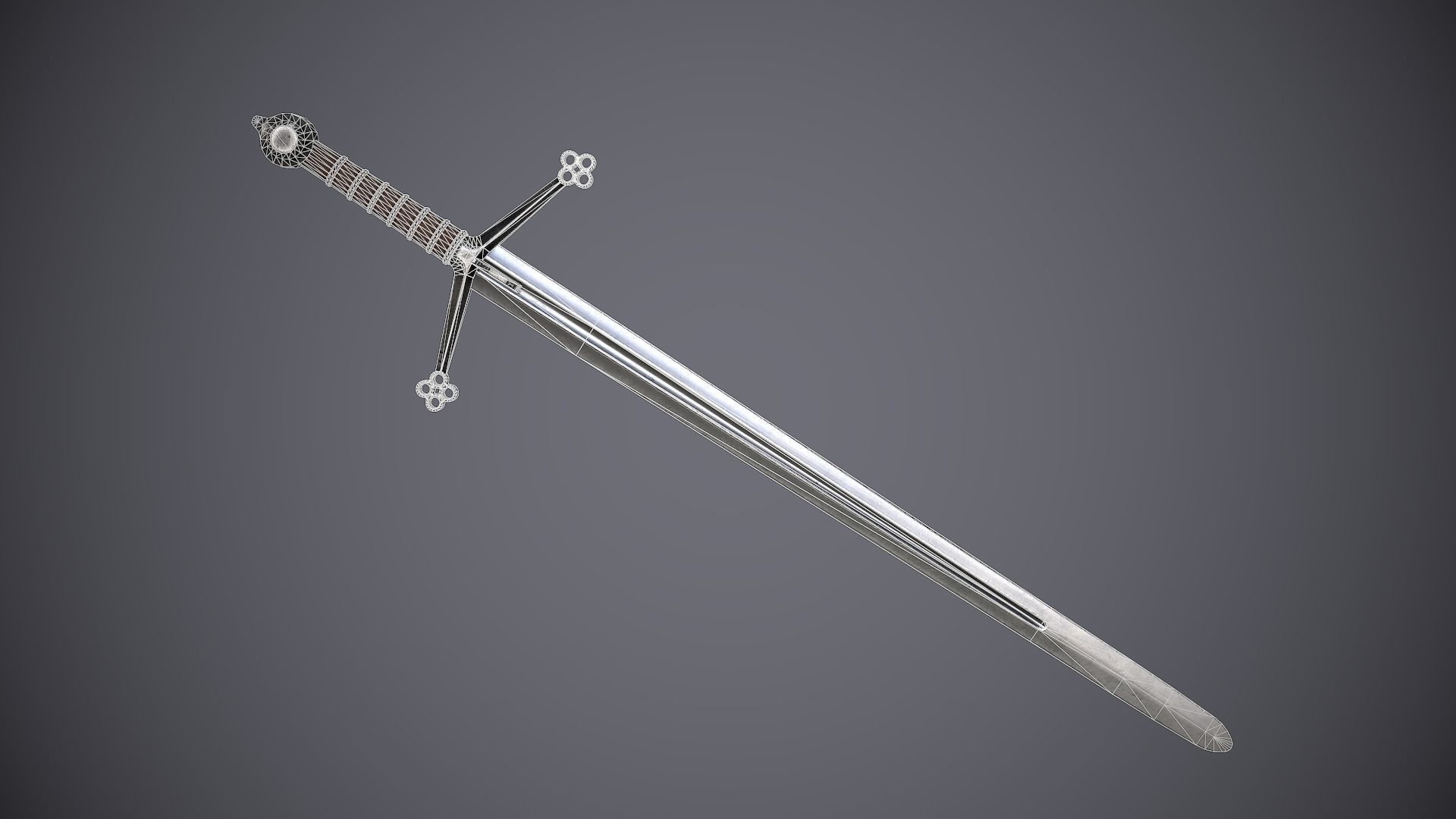 Claymore sword Low-poly 3D model_1