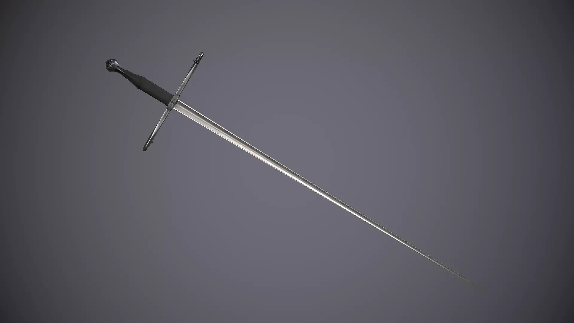 Estoc sword Low-poly 3D model_0
