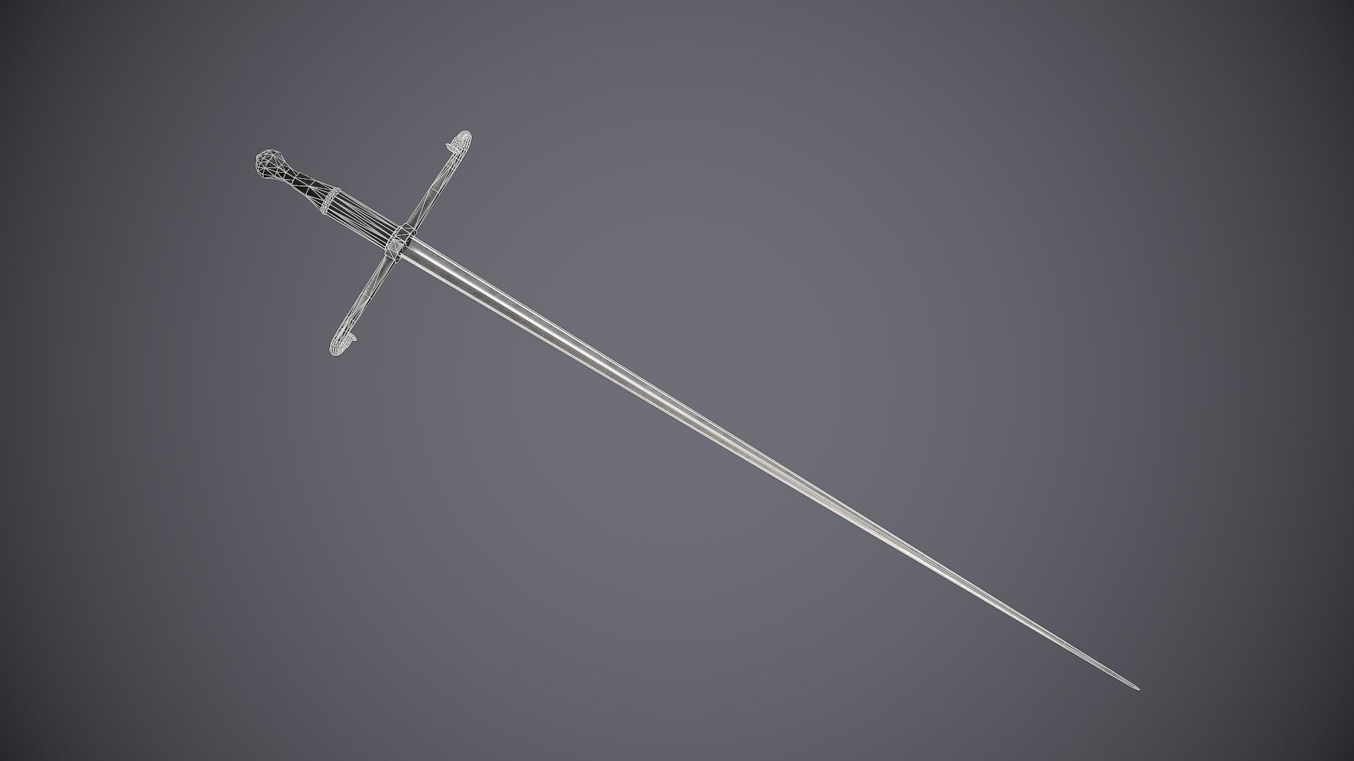 Estoc sword Low-poly 3D model_2