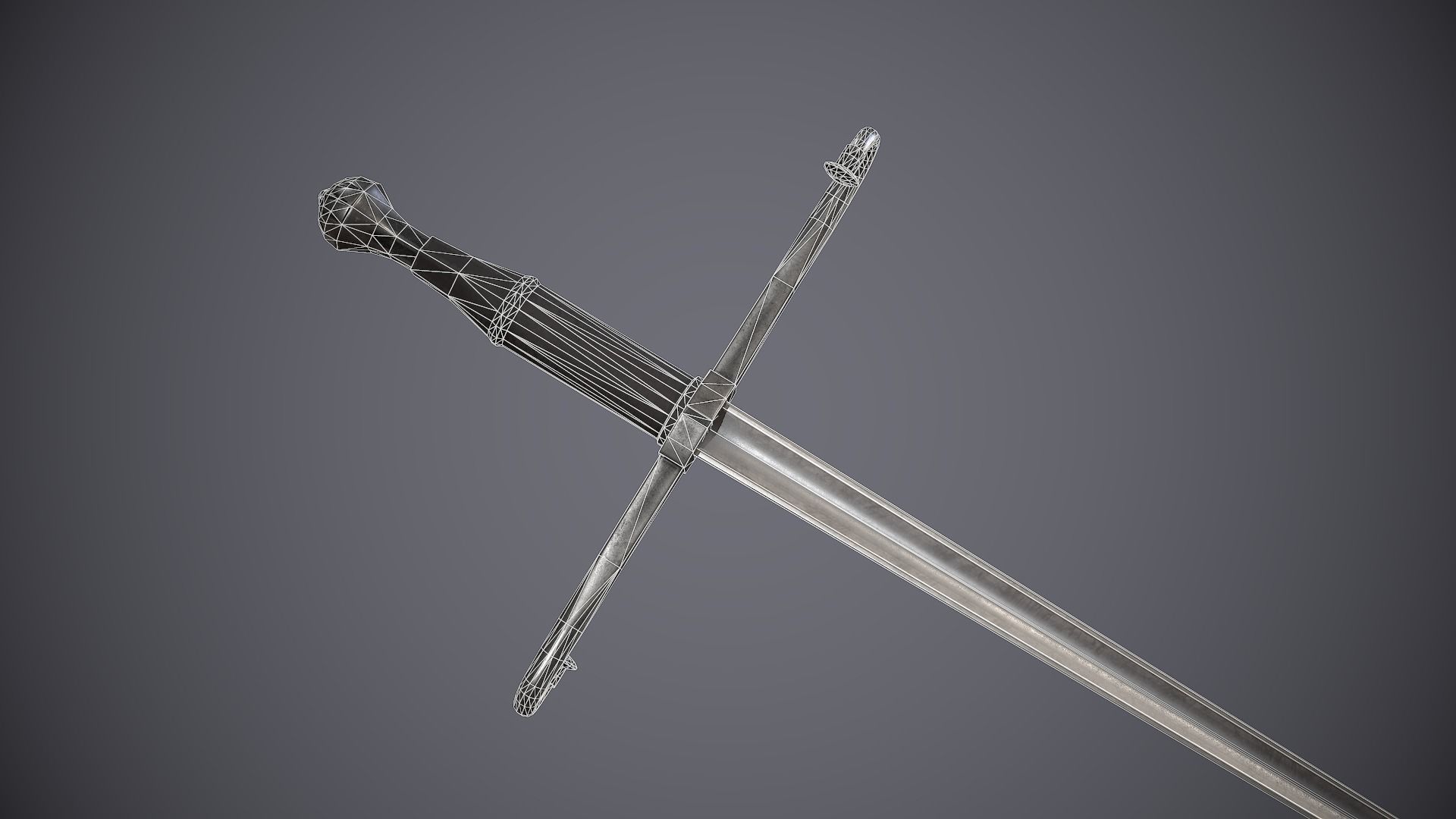 Estoc sword Low-poly 3D model_4
