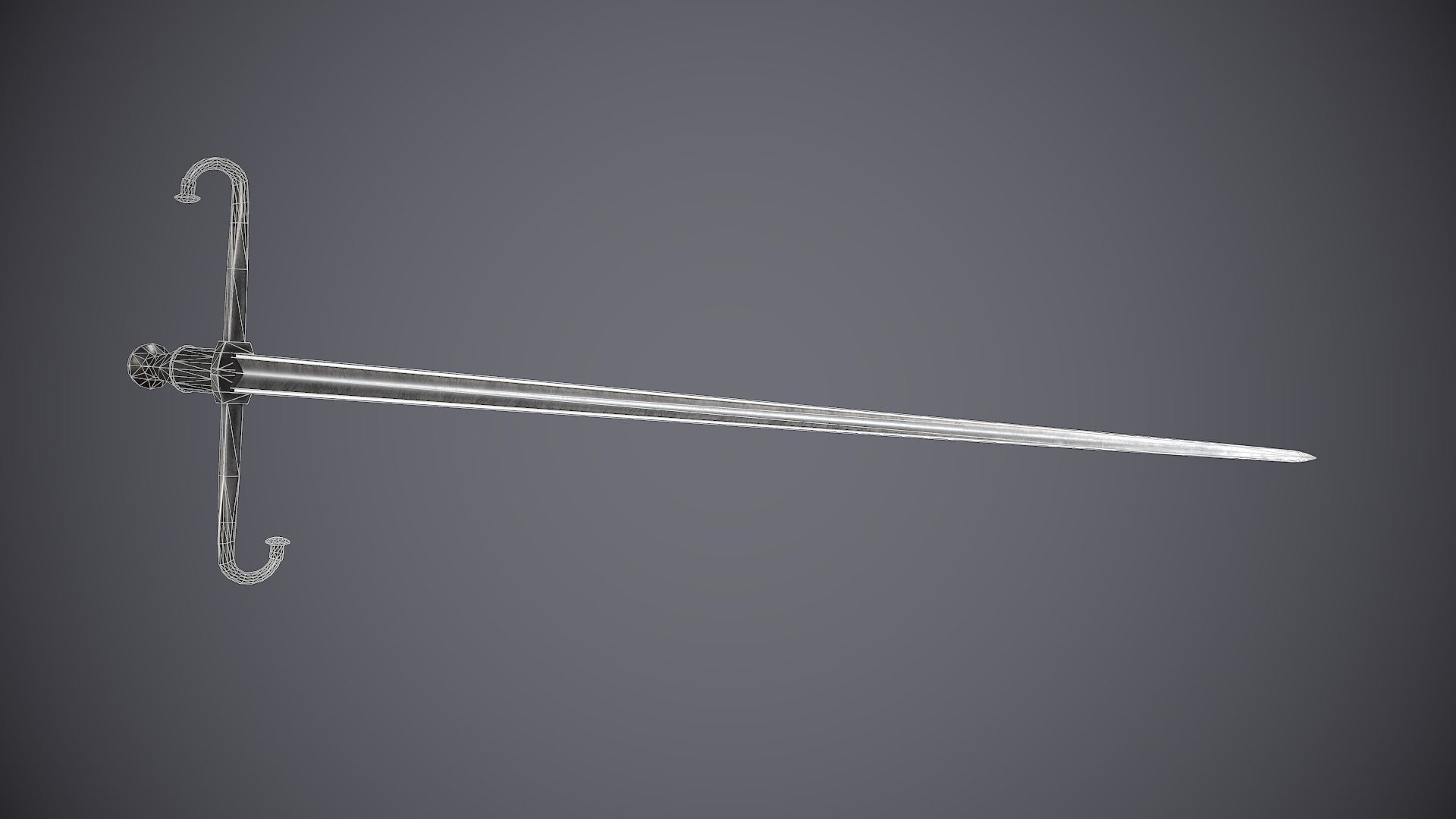 Estoc sword Low-poly 3D model_8