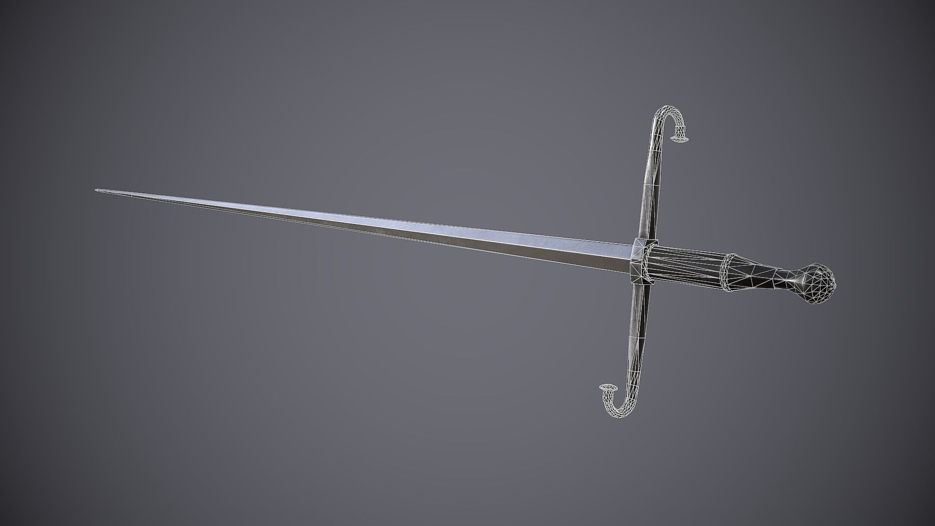 Estoc sword Low-poly 3D model_10