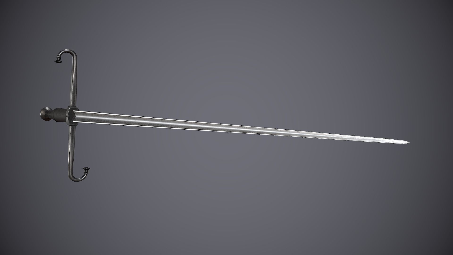 Estoc sword Low-poly 3D model_7