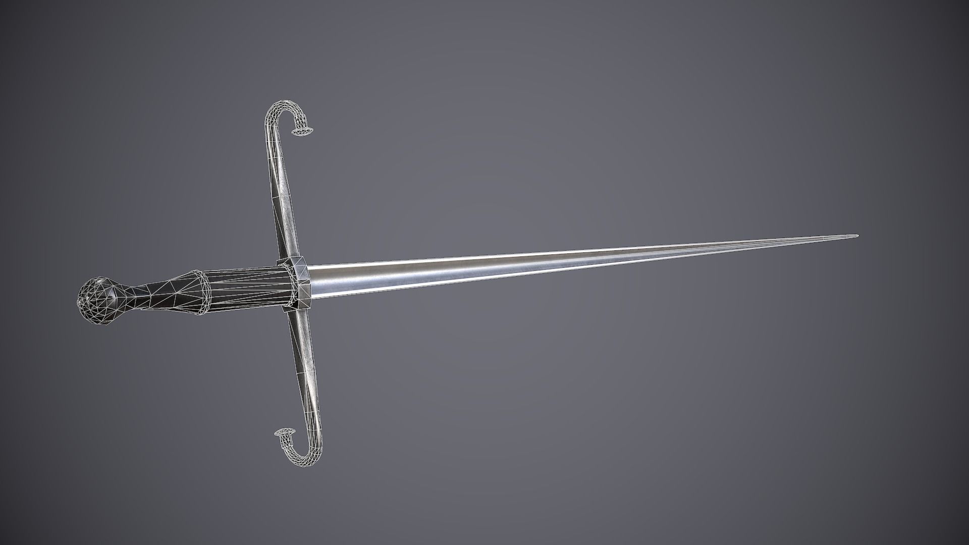 Estoc sword Low-poly 3D model_6