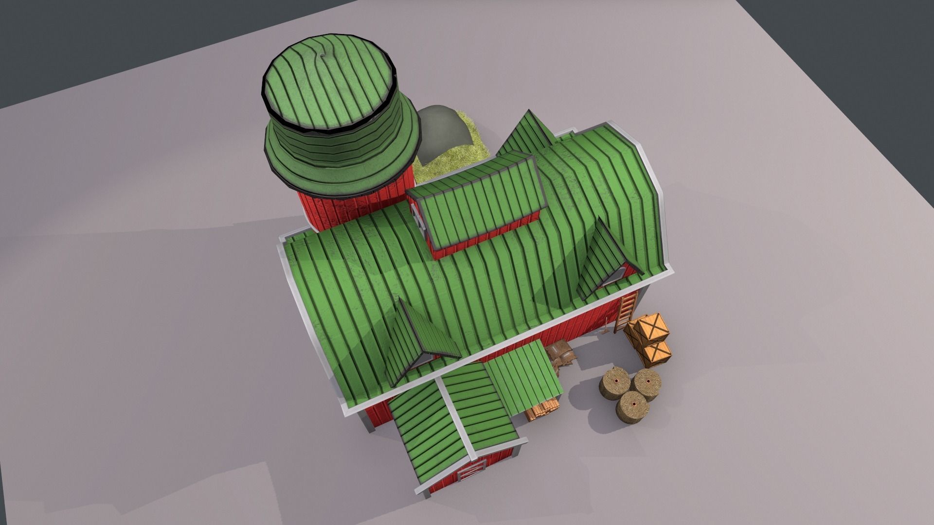 Stylized Cartoon Barn 3D model_4