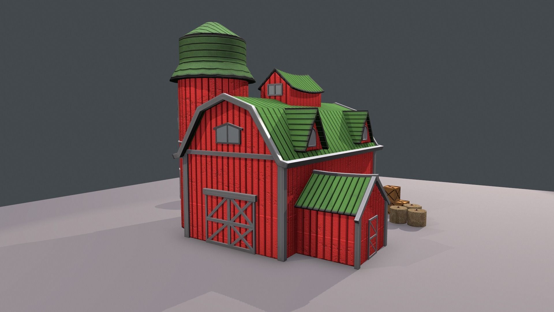 Stylized Cartoon Barn 3D model_2