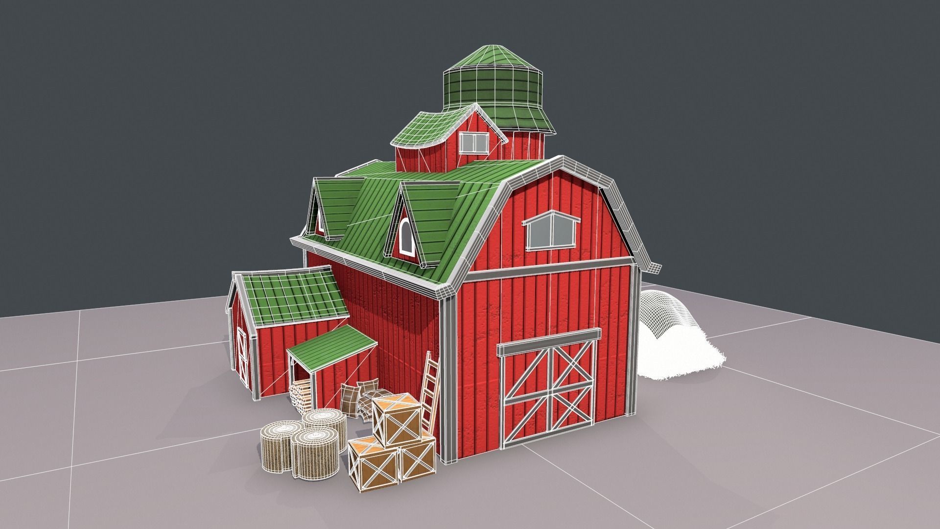 Stylized Cartoon Barn 3D model_5