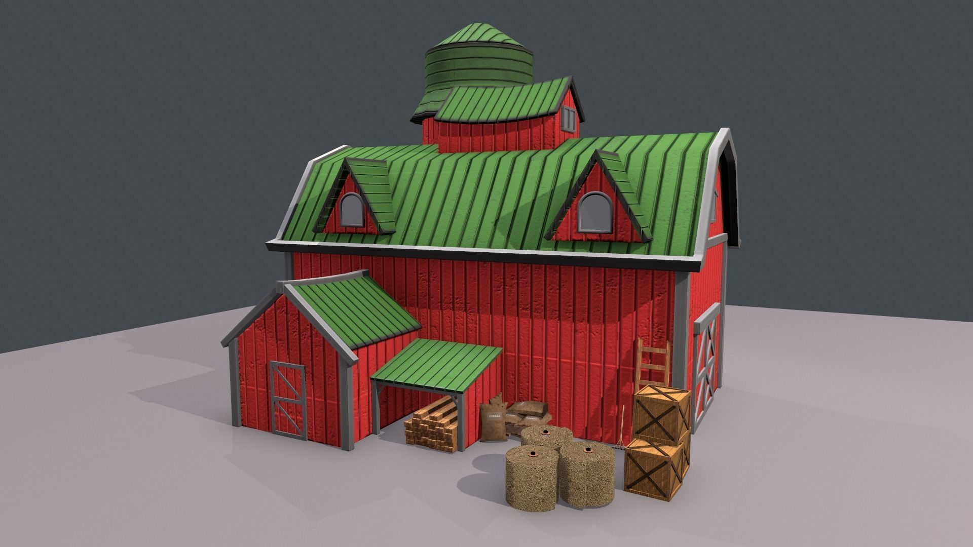 Stylized Cartoon Barn 3D model_1